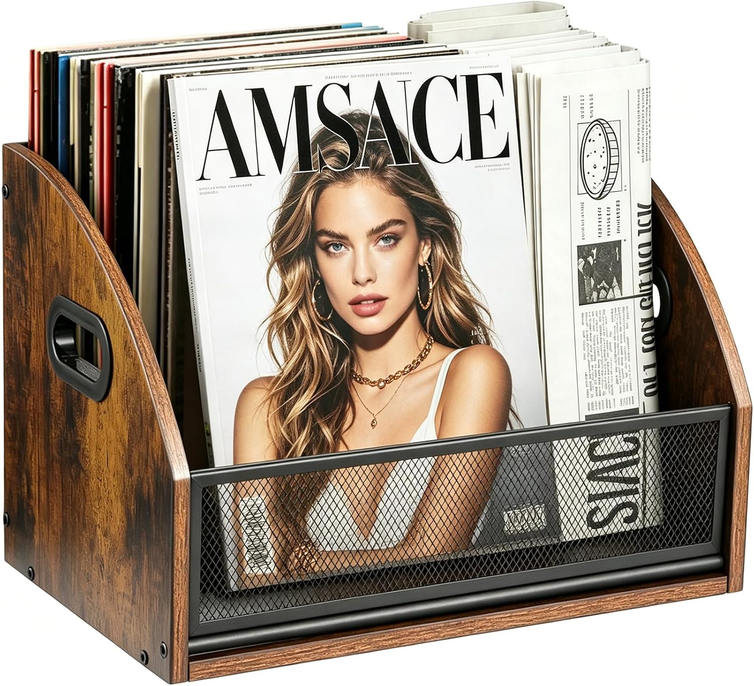 Extra Large Magazine Rack Floor, Farmhouse Magazine Holder | Magazine Storage Basket, File Holder Organizer Stand, Metal Storage Shelf Box Bin Folder Organizer for Magazines, Books