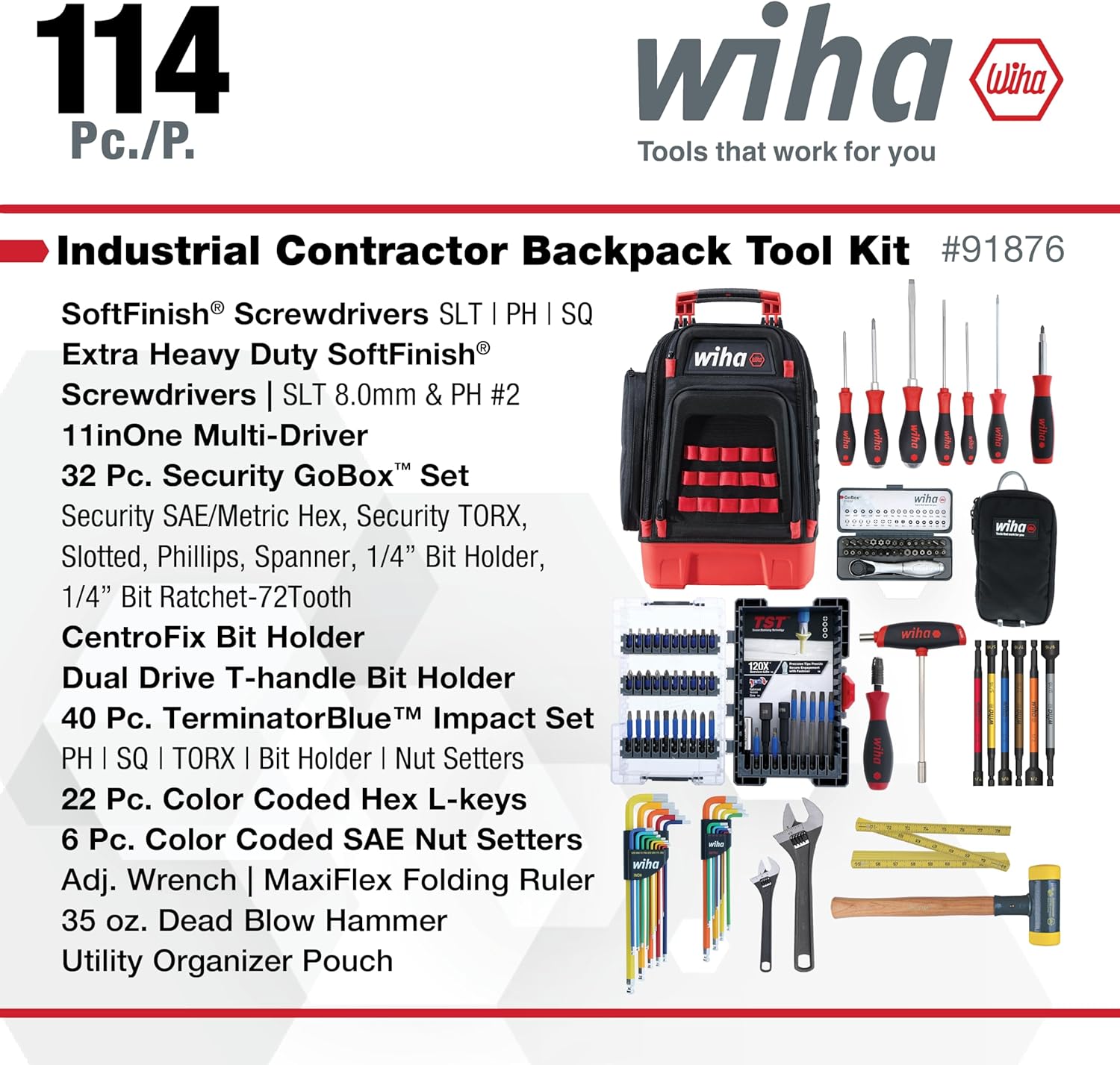 Wiha backpack set 114pc