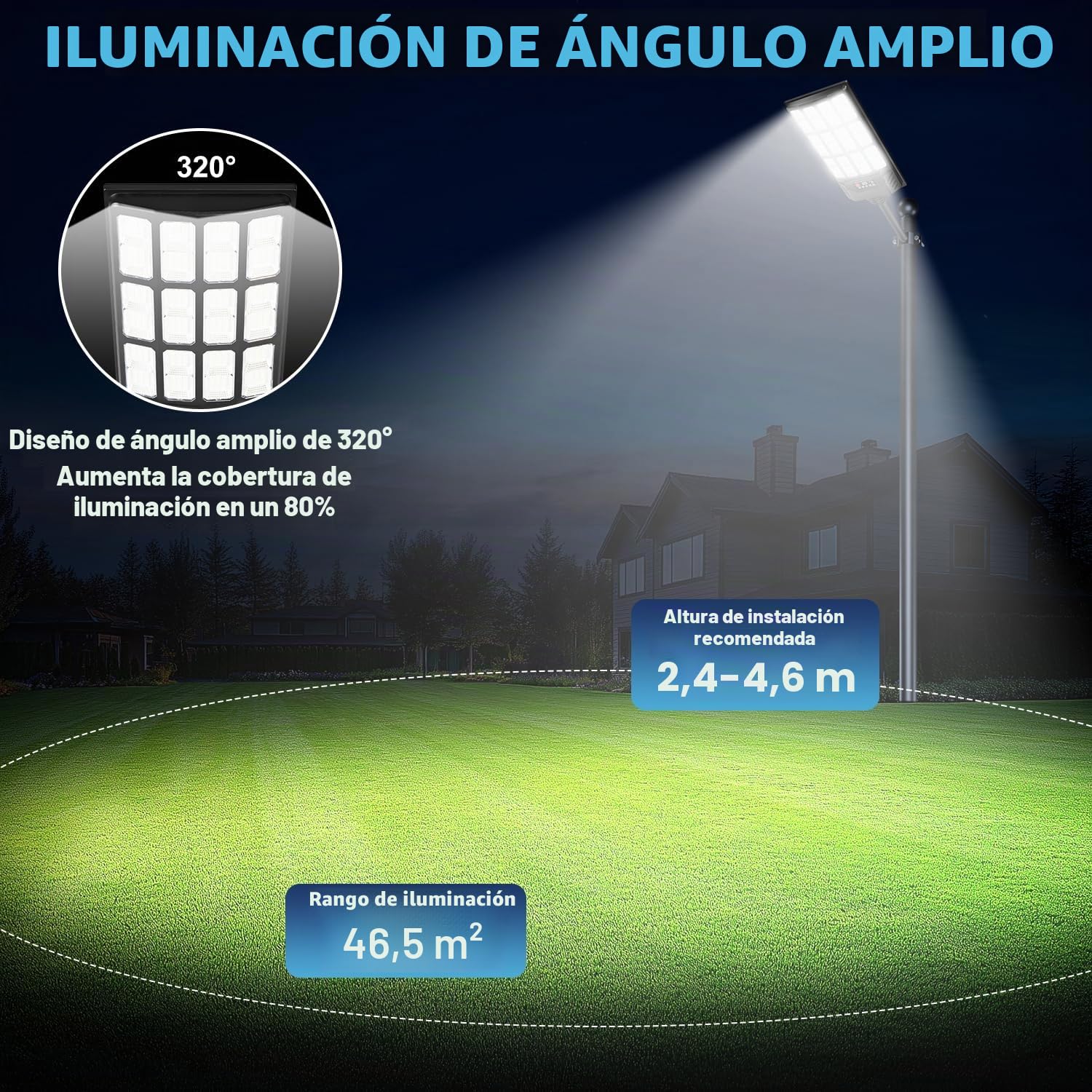 Farolas Solares Exterior, 6000K LED Focos Solar con Sensor de Movimiento y Mando a Distancia, IP66 Impermeable Lampara Solar Luz de Seguridad Exterior para Jardín Garaje Patio, 2 Pack