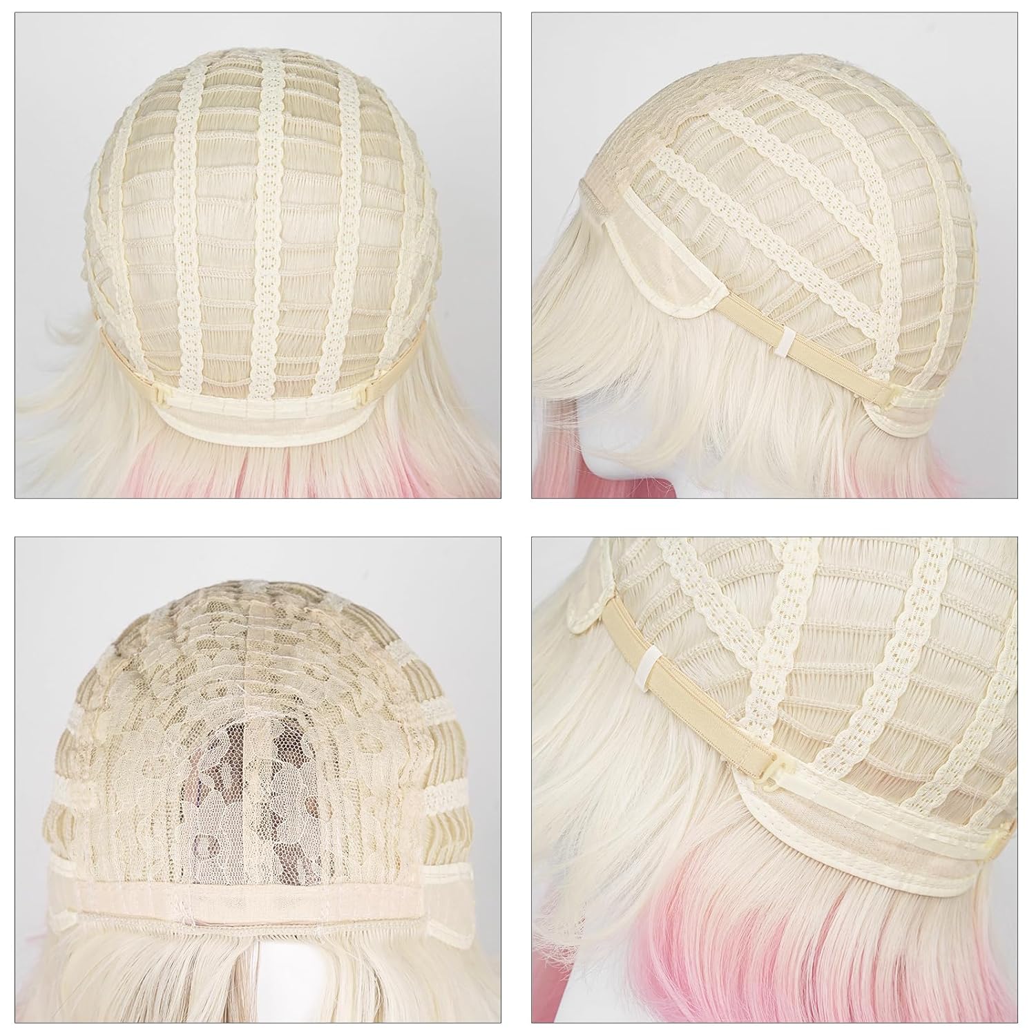 Probeauty Short Blonde Mixed Pink Cosplay Wig Medium Long Hair Wig for Women Halloween Costume Dress Party - Image 7