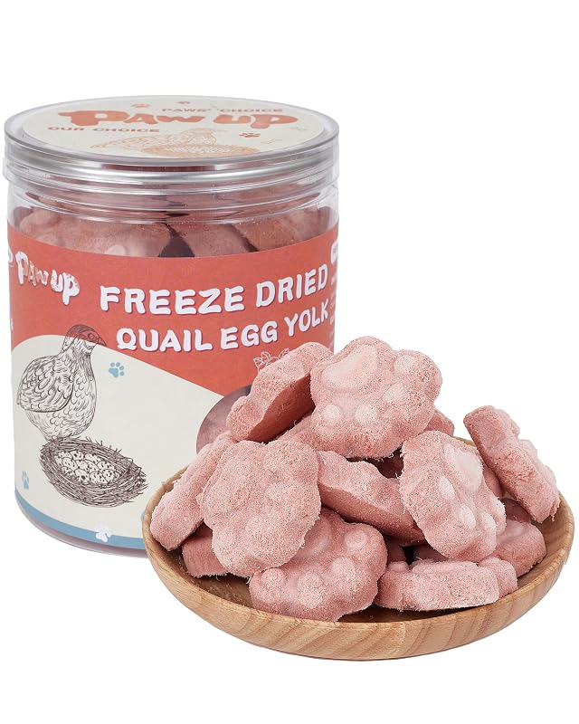 Petisco liofilizado para cães e gatos com gema de ovo de codorna e cranberry PAWUP, aproximadamente 100 g