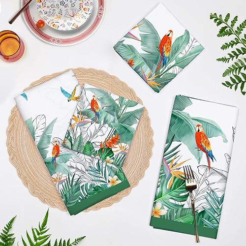 Miniatura 2 de Juego de toallas de cocina de hojas de árbol tropical, 100% algodón, 20 x 27.5 pulgadas, multiusos, de secado rápido, paños de cocina, toallas de