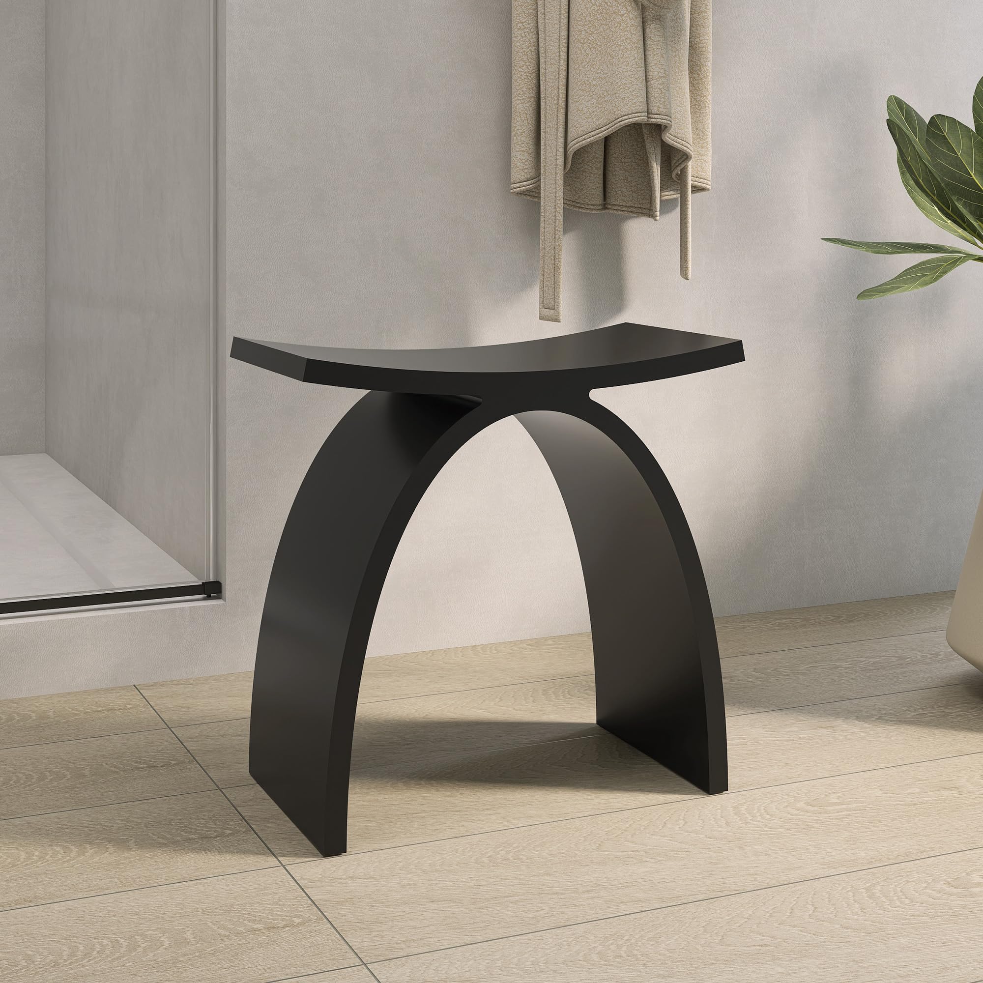 Silla de ducha, color negro, taburete de ducha impermeable, asiento de baño, apto para FSA HSA, uso médico, capacidad de peso de 400 libras, antideslizante, cómodo 17 pulgadas de altura, pesa 24
