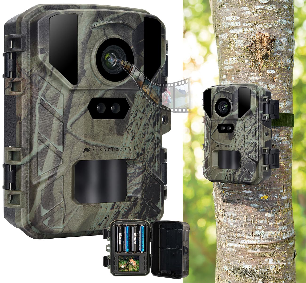 VisorTech Wild-Überwachungskamera: 2er-Set WLAN-Wildkamera mit 50 MP, 4K interpoliert & No-Glow-IRs (4K-WLAN-Wildkamera mit App, Wild-Überwachungskameras, ohne)