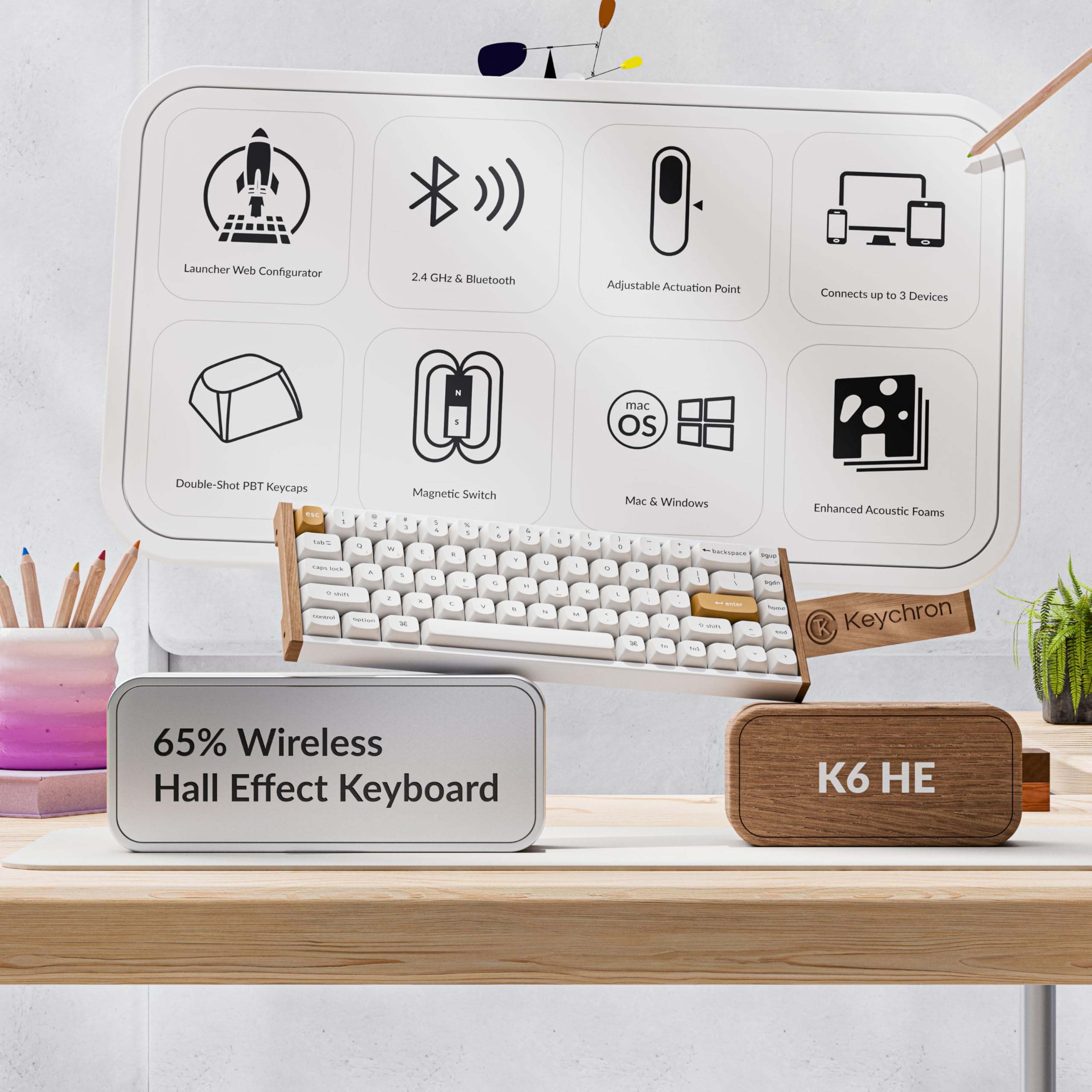 Amazon.com: Keychron K6 HE 65% Wireless Mechanical Keyboard, 2.4