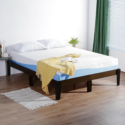 Miniatura 2 de Olee Sleep Smart Marco de cama de madera con plataforma, Madera, Café Oscuro