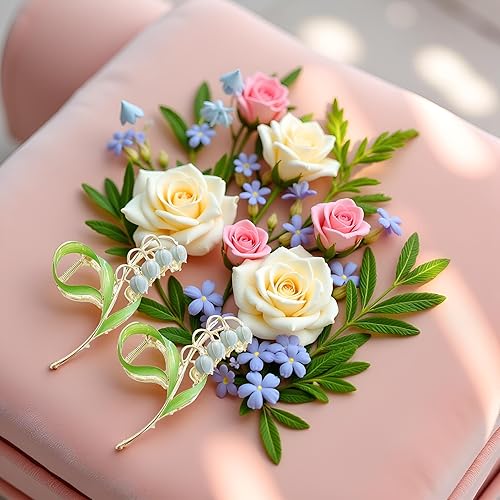 Miniatura 9 de 2 pinzas para el cabello con diseño de flores de lirio del valle, pinzas para el cabello de orquídea mandíbula de lirio, horquilla de metal, pinzas