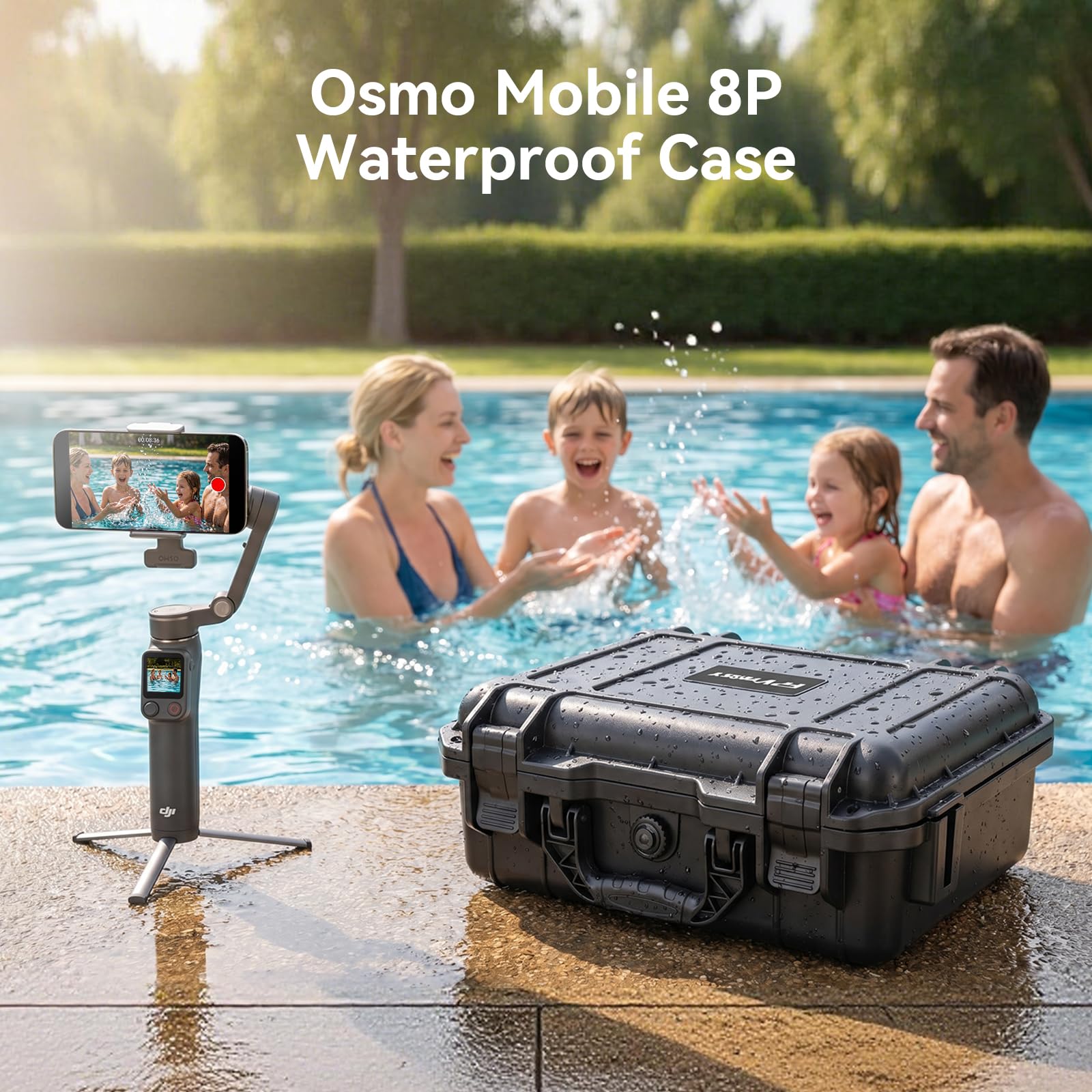 FPVtosky Doppeldecker Hartschalenkoffer für DJI Osmo Mobile 8P Kreativ Combo, Große Kapazität, Eva-Schaum, Wasserdicht, Stoßfest, Koffer Geeignet für Osmo Stabilisator & Zubehör, Geräte-Organizer-Box