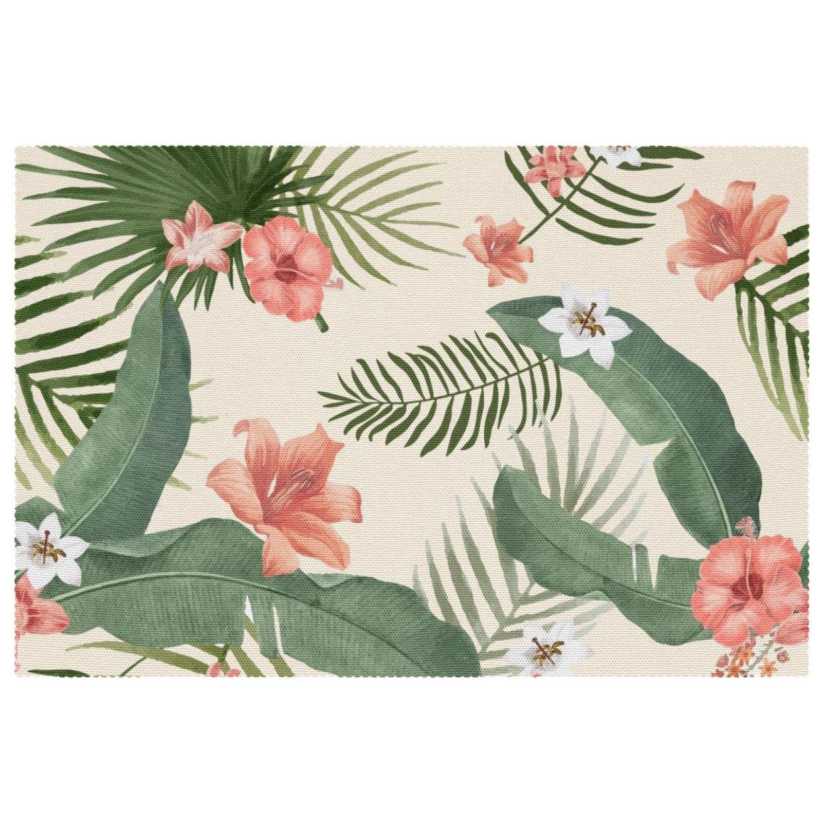 Sets de table motif fleurs et feuilles de 30x45cm anti-chaleur et faciles à laver