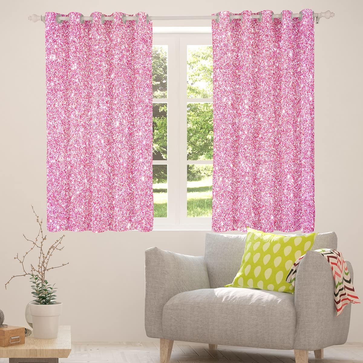 Loussiesd Kinderen Regenboog Gordijn Glitter Gordijnen voor Slaapkamer Woonkamer Voor Tieners Meisjes Roze Teal Pastel Raamgordijnen Kleurrijke Gradiënt Raambehandelingen, B 132 x 249 cm