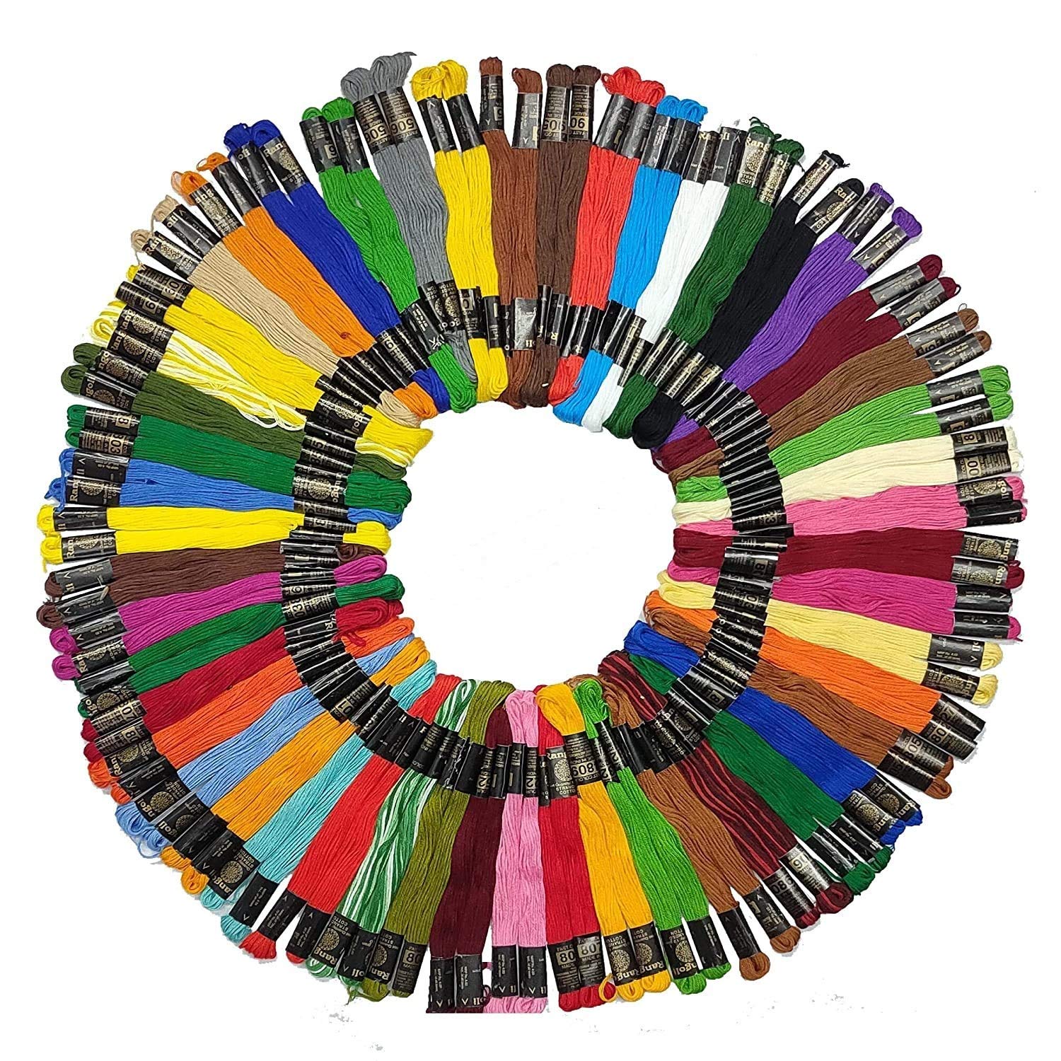 KG groupEmbroidery Threads Multicolor Cotton skeins (Pack of 200)