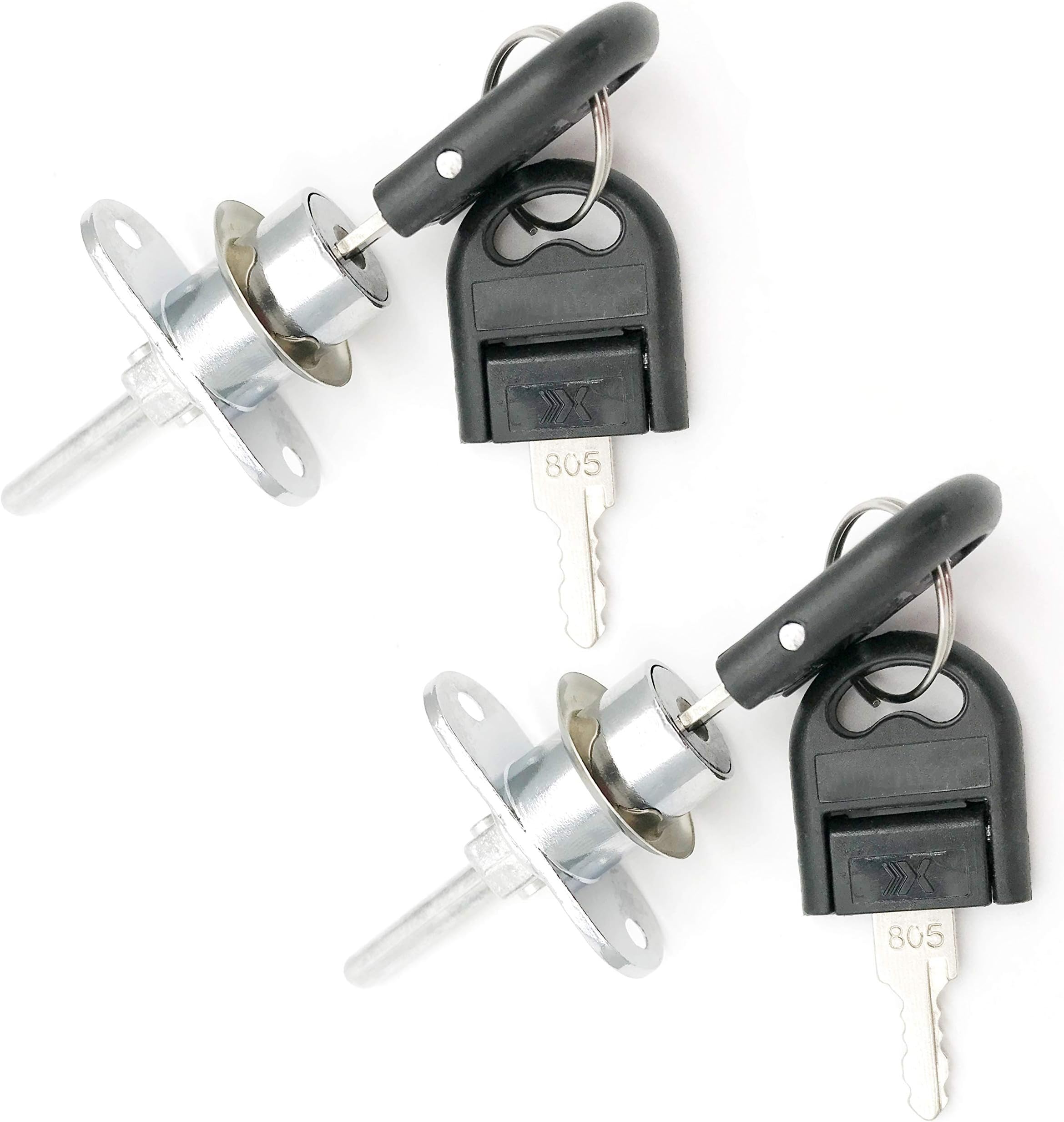Triple Drawer Lock, 16mm(5/8”) Diameter Cylinder Head Zinc Alloy Plunger Lock for Desk Wardrobe Furniture Cabinet Locker Showcase with Keys (2Pack, Silver)