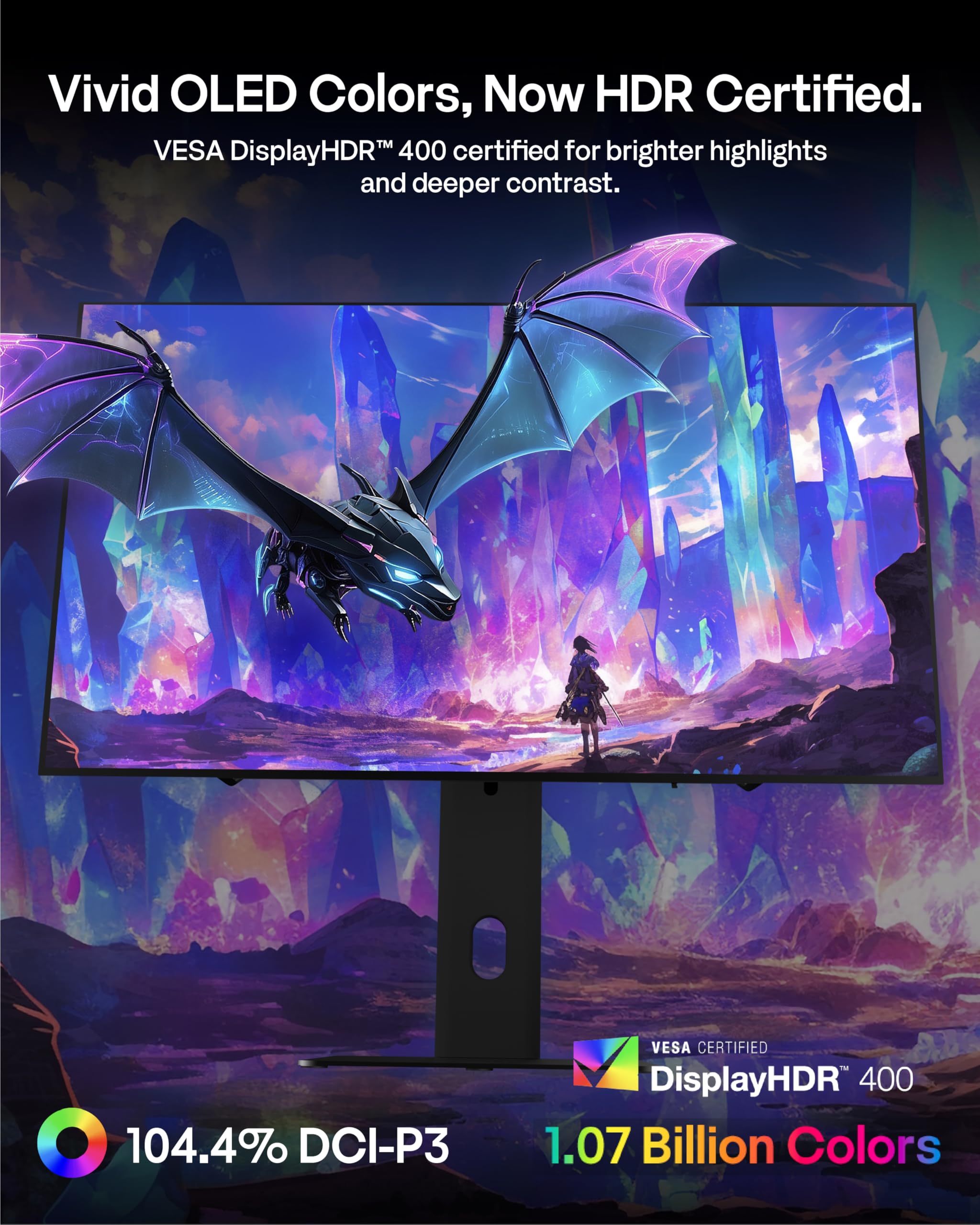 Pixio PX277 OLED MAX 27 pollici 240Hz Frequenza di aggiornamento QHD Ampia risoluzione 1440p Display OLED 0.03ms GTG Tempo di risposta Adattabile Sincronizzazione Gaming Monitor