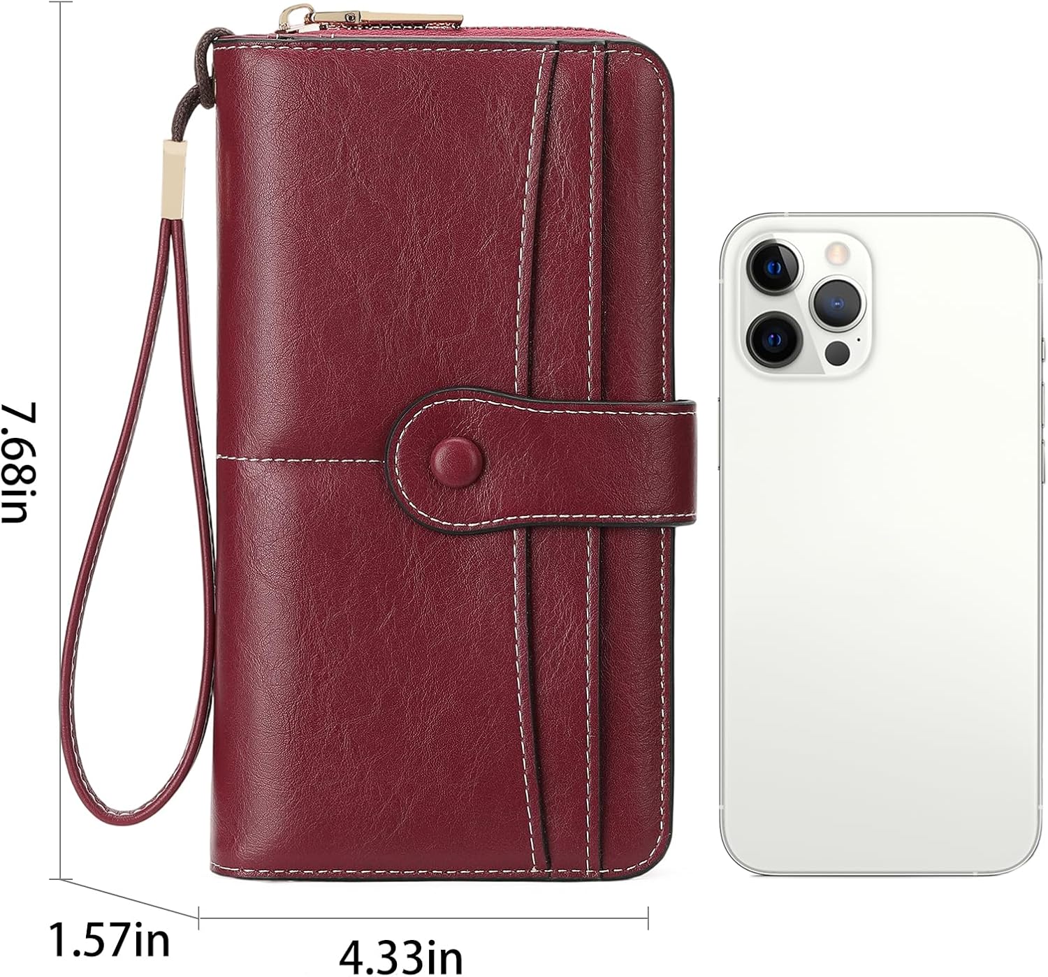 Women Wallet RFID Blocking Card Holder Wristlet Phone Purse Leather Zip Clutch Large Capacity - Image 6