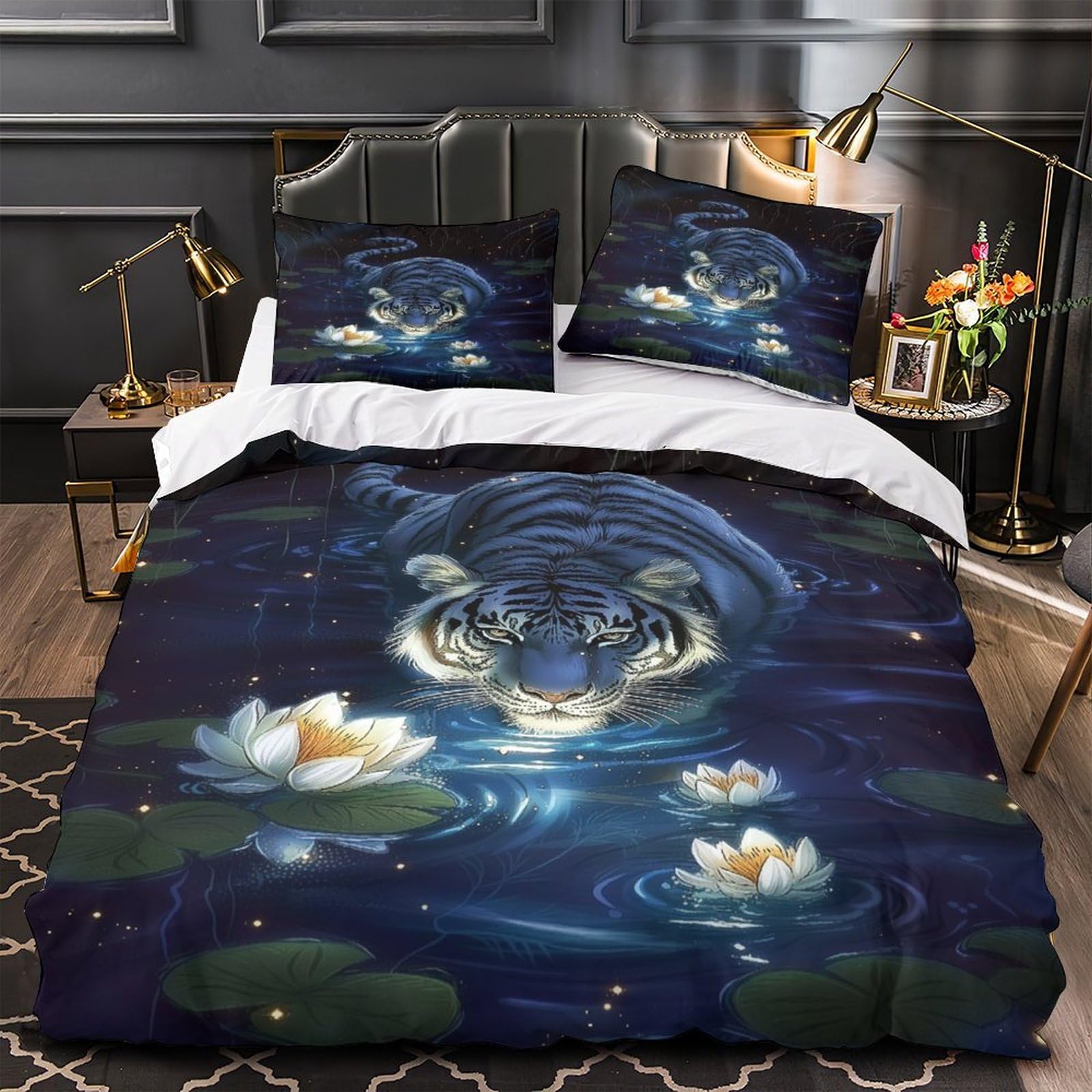 Housse de couette panda néon parure de lit microfibre 3D