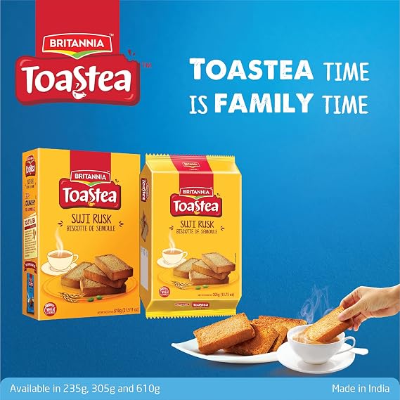 BRITANNIA Toastea Suji Rusk 43.03oz (1220g) - Biscotte De Semoule - Crispy Tea Time Snack - Crispy Crunchy Toast (Pack of 1)