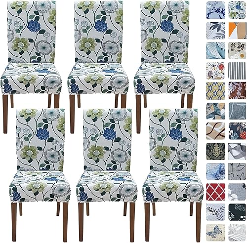 Miniatura 17 de SPRINGRICO Fundas para sillas de comedor, paquete de 6, fundas elásticas para sillas de comedor, de elastano, lavables, fundas para sillas Parsons