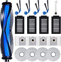 Fixbetter 18 Stück Zubehörset für Ecovacs Deebot T30C Omni Saugroboter Ersatzteile, 1 Rollenbürste, 4 HEPA-Filter, 4 Wischtücher, 4 Staubbeutel, 4 Seitenbürsten, 1 Reinigungsbürste