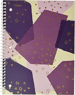 Mead Spiral Notebook, 1 Subject, College Ruled, 70 Sheets, 10-1/2" x 7-1/2", Shape It Up, Purple, Teal, Pink, 3 Pack (38191)