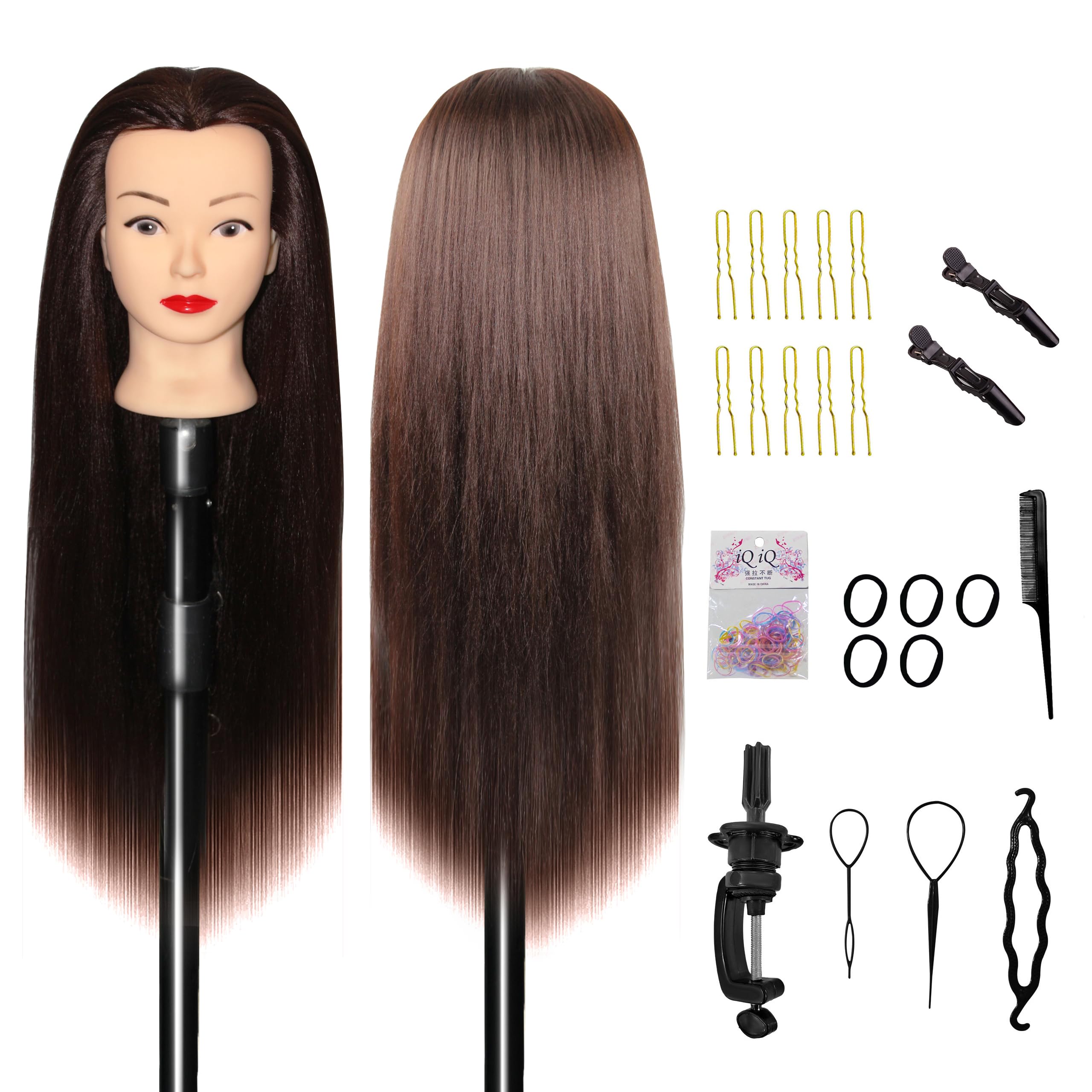 Hair Doll Head, DIY Set including free table clips, Perfect for make-up artists