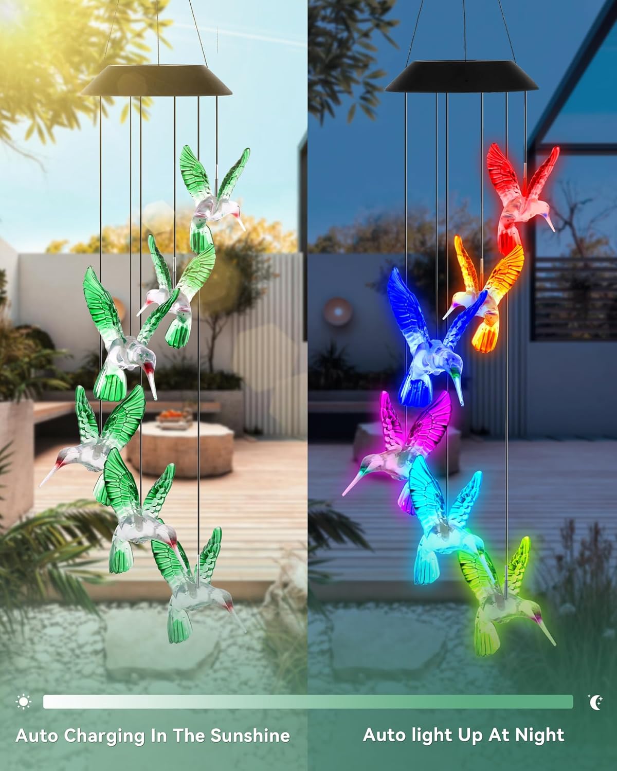 DOUBLEZHE Solar Hummingbird Wind Chimes for Outside, Valentines Day Gifts for Her, Birthday Gifts for Women Mom Grandma, for Girlfriend Wife Sister, Solar Lights Garden Outdoor Patio Yard Decor