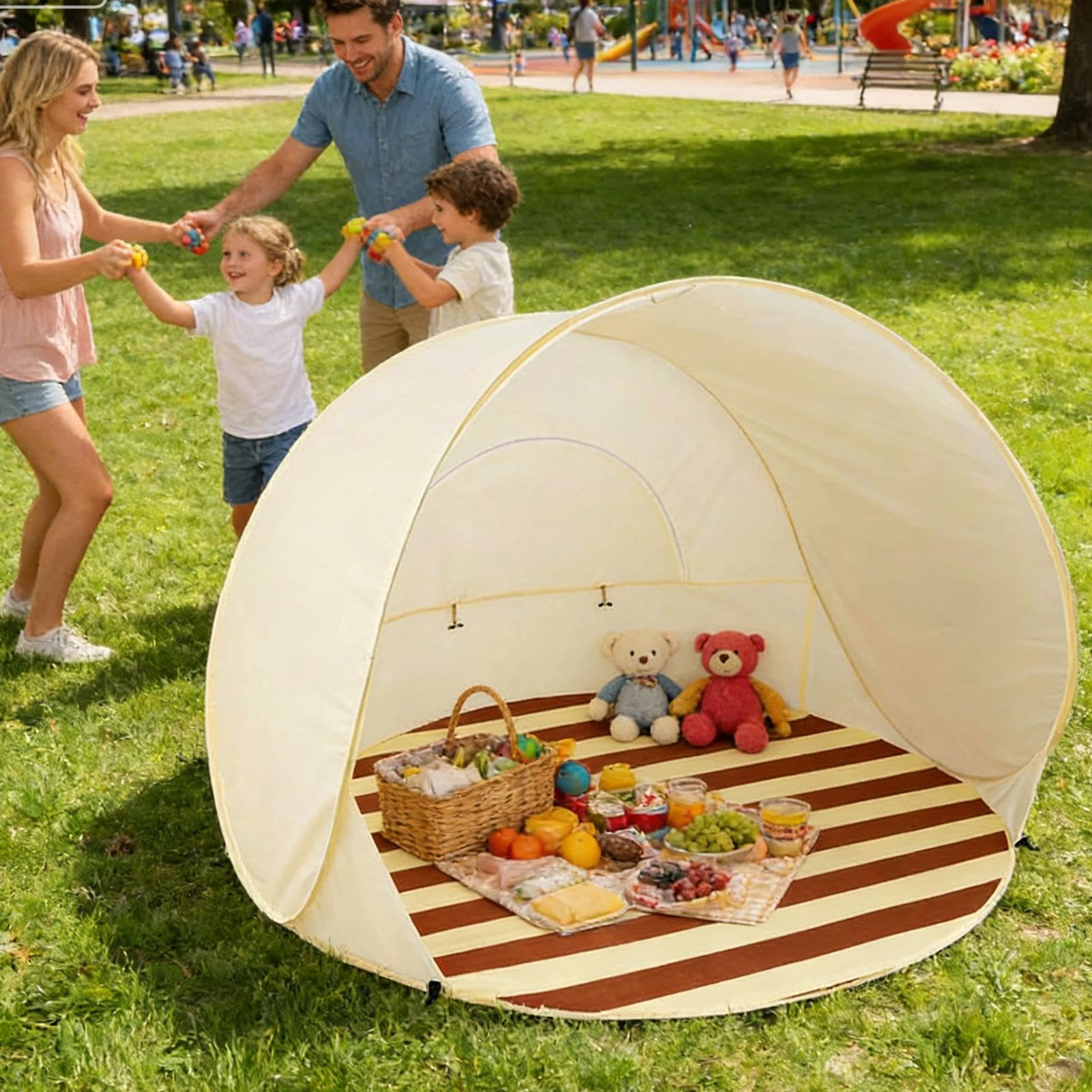 Namiot plażowy Przenośny Parasol Przeciwsłoneczny Wodoodporny | Składany Namiot Dla 3 osób, kemping, wędkowanie, podróż, outdoor, park