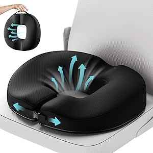 Coussin Ergonomique Coccyx – Mousse Mémoire De Forme – Soulage Douleur Assise Prolongée – Housse Lavable Antidérapante – Pour Bureau, Voiture, Maison