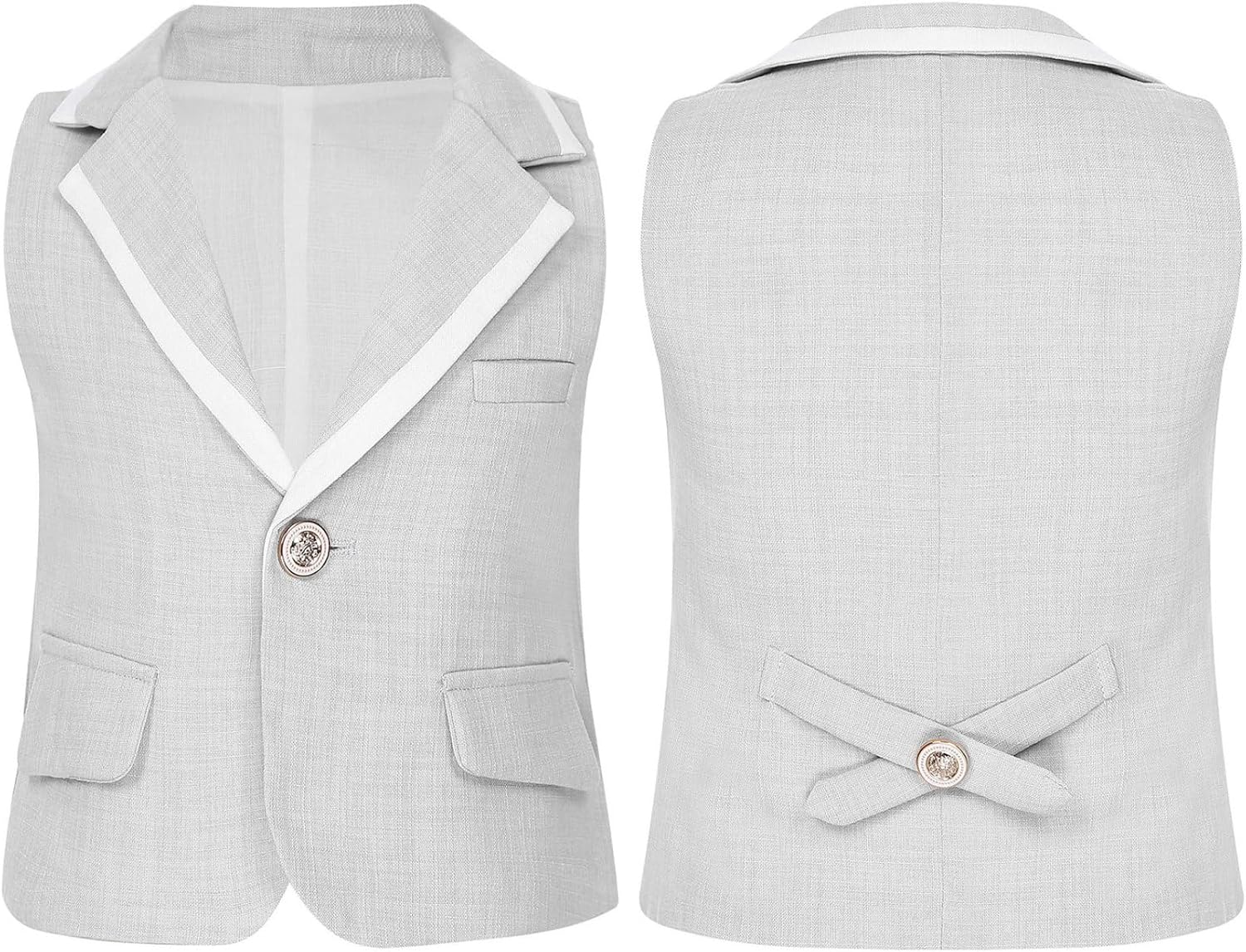 JEYPINMI Kids Boys One Button Single Breasted Formal Suit Vest Top Dressy Waistcoat for Birthday Party Wedding