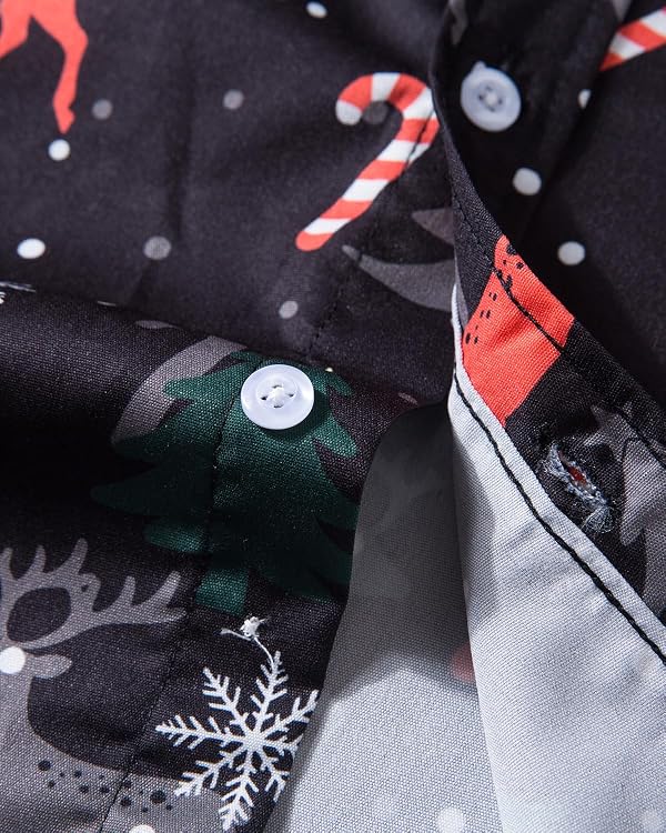 fohemr Mens Christmas Novelty Shirt Snow Print Button Down Long Sleeve Funny Costume Shirts for Party Black Medium by fohemr - Used condition - Image 5