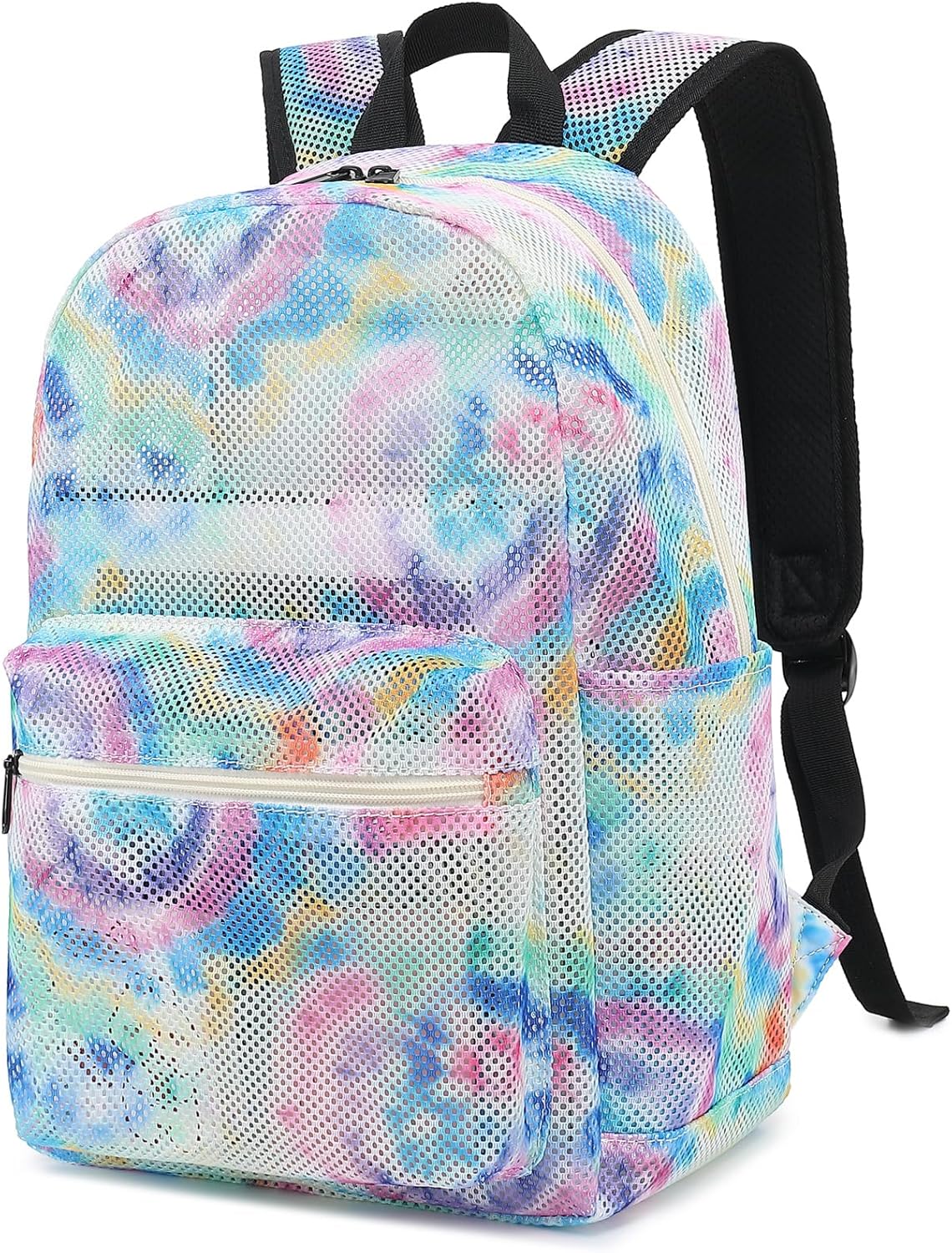 Tie Dye Mesh Backpack for Girls Women, Semi-Transparent Kids School Backpack College Bookbag for Beach Gym Travel
