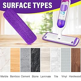 15 inch Mop Pads Refills, 6 Pack Microfiber Reusable Replacement Mop Pads Flat Replacements Heads for Wet Or Dry Floor Cleaning and Scrubbing, Purple Cloth