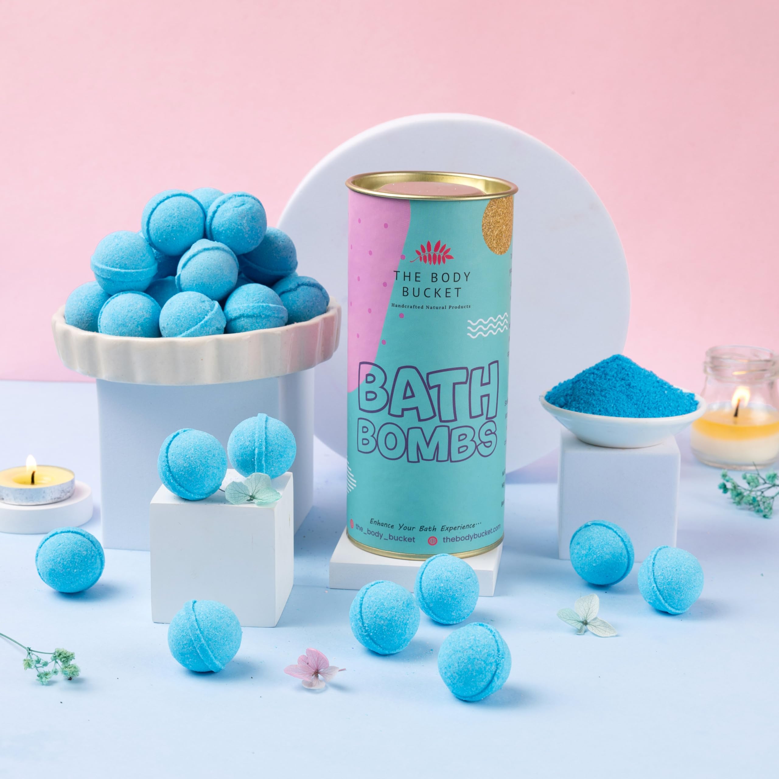 THE BODY BUCKET Mini Bath Bomb - Pastel Blue (10 Grams Each -Pack of 15)|Natural And Handcrafted With Aromatic Fragrance|For Fizzes Spa & Pedicure|Perfect Bath Gift Set for Kids, Men & Women-image-44