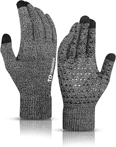 TRENDOUX - Guantes de invierno para hombre y mujer, compatibles con pantalla táctil, con gel de silicona antideslizante, puño elástico, forro de