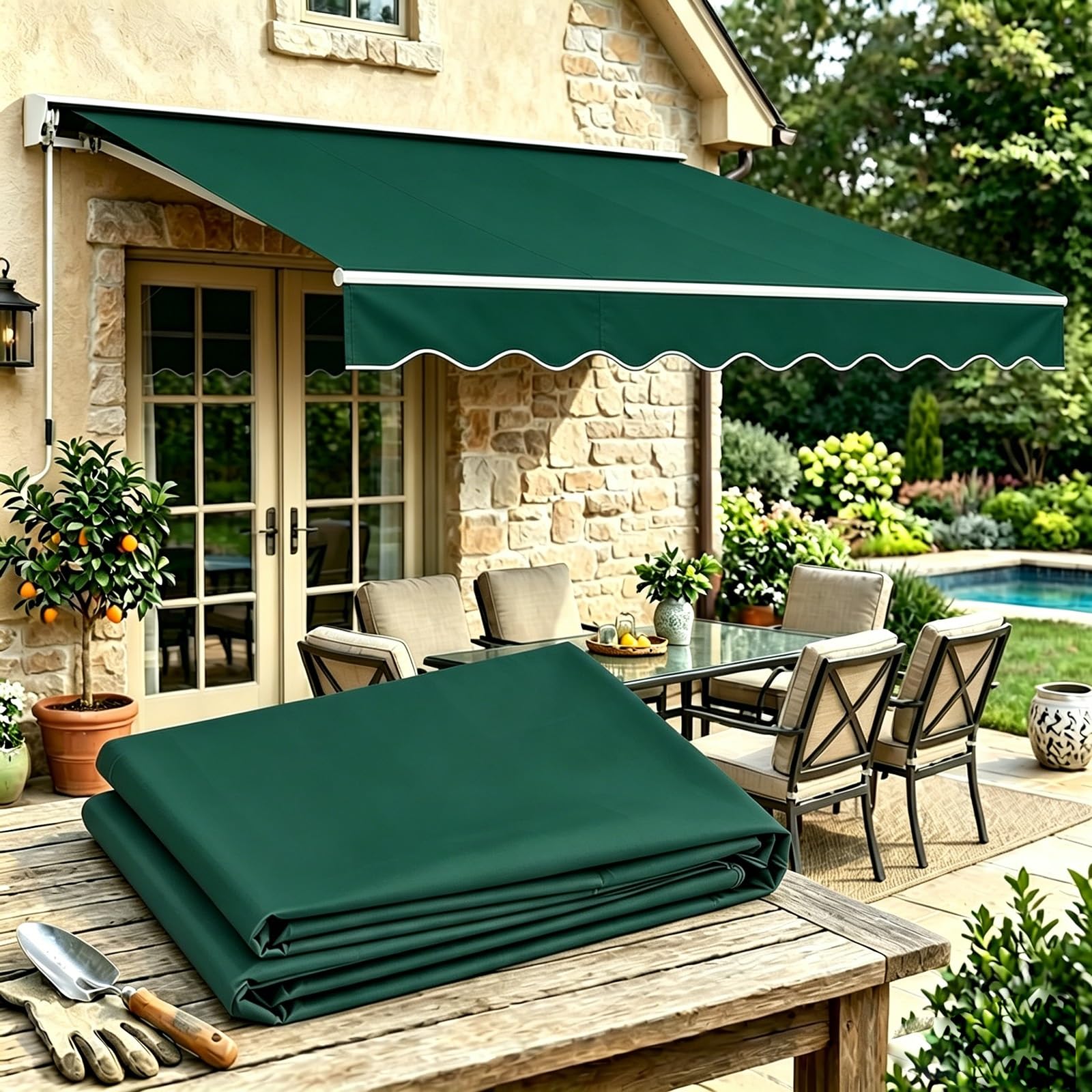 Toldo retráctil exterior lona sombra impermeable de 2.5x2.7m para escaparates y terrazas