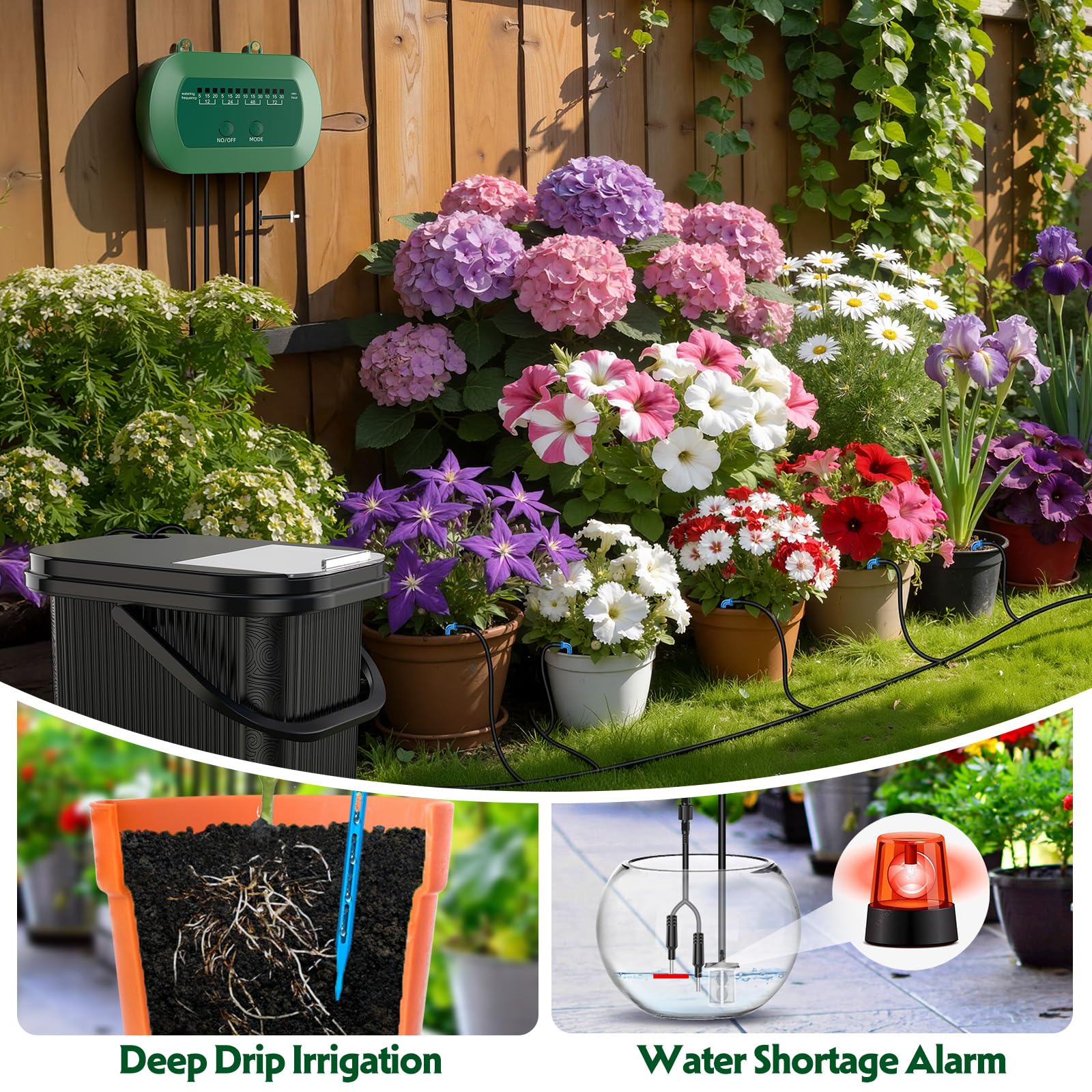 Sistema Riego Solar para Jardín Kit Riego Goteo 15 Micro Cabezales | Compatible con Cubo Riego por Goteo Automático para Vacaciones Terrazas de Balcones Invernaderos y Plantas Kit Riego Solar