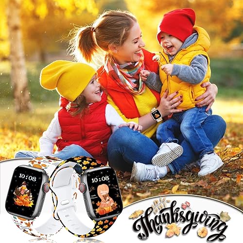 Miniatura 6 de Paquete de 4 correas de Navidad y Halloween para Apple Watch de 1.496 in 1.575 in 1.614 in 1.654 in 1.732 in 1.772 in 1.929 in, correa de silicona