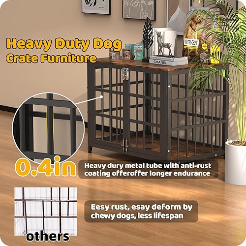 Miniatura 2 de Mueble jaula para perros de servicio pesado, varios tamaños y colores opcionales, jaula indestructible para perros de alta ansiedad con mesa de