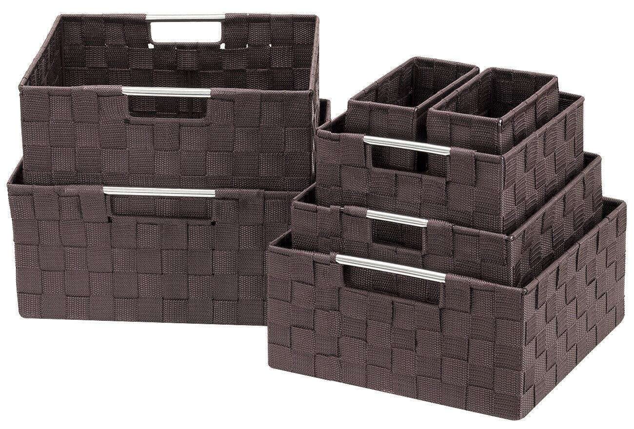 LJNK 7-Pack Storage Box Set for Closet & Shelves - Woven Fabric Basket Organizer Bins Storage bins Organization and storage Storage cabinet Bathroom storage Laundry room organization and