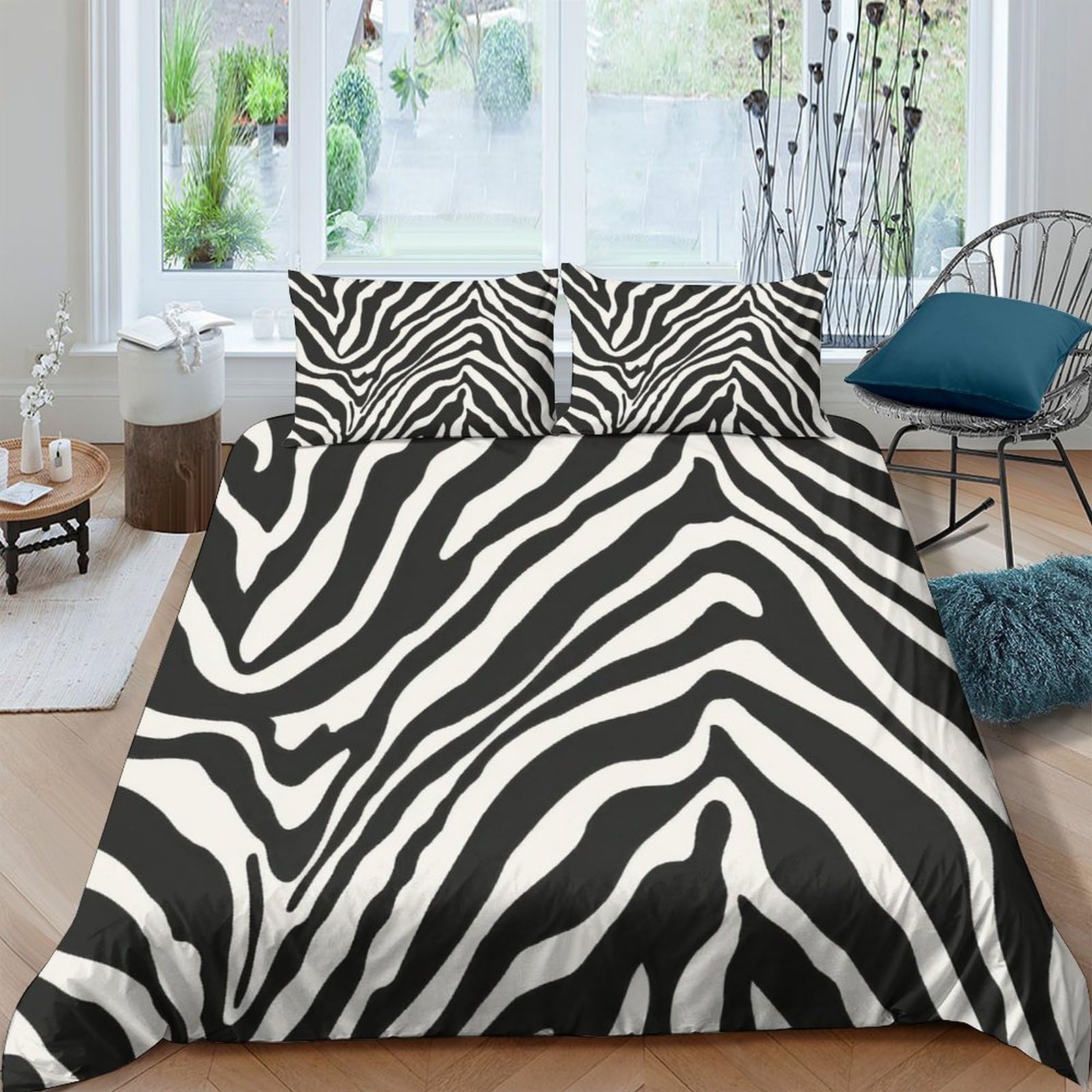 Ctjqhvkz Style-1 3D Printed Zebra Stripe Fitted Sheet Microfiber Anti-Slip Bed Cover For Bedroom Guest Room Mattress Protection Decor Single（135X200cm）