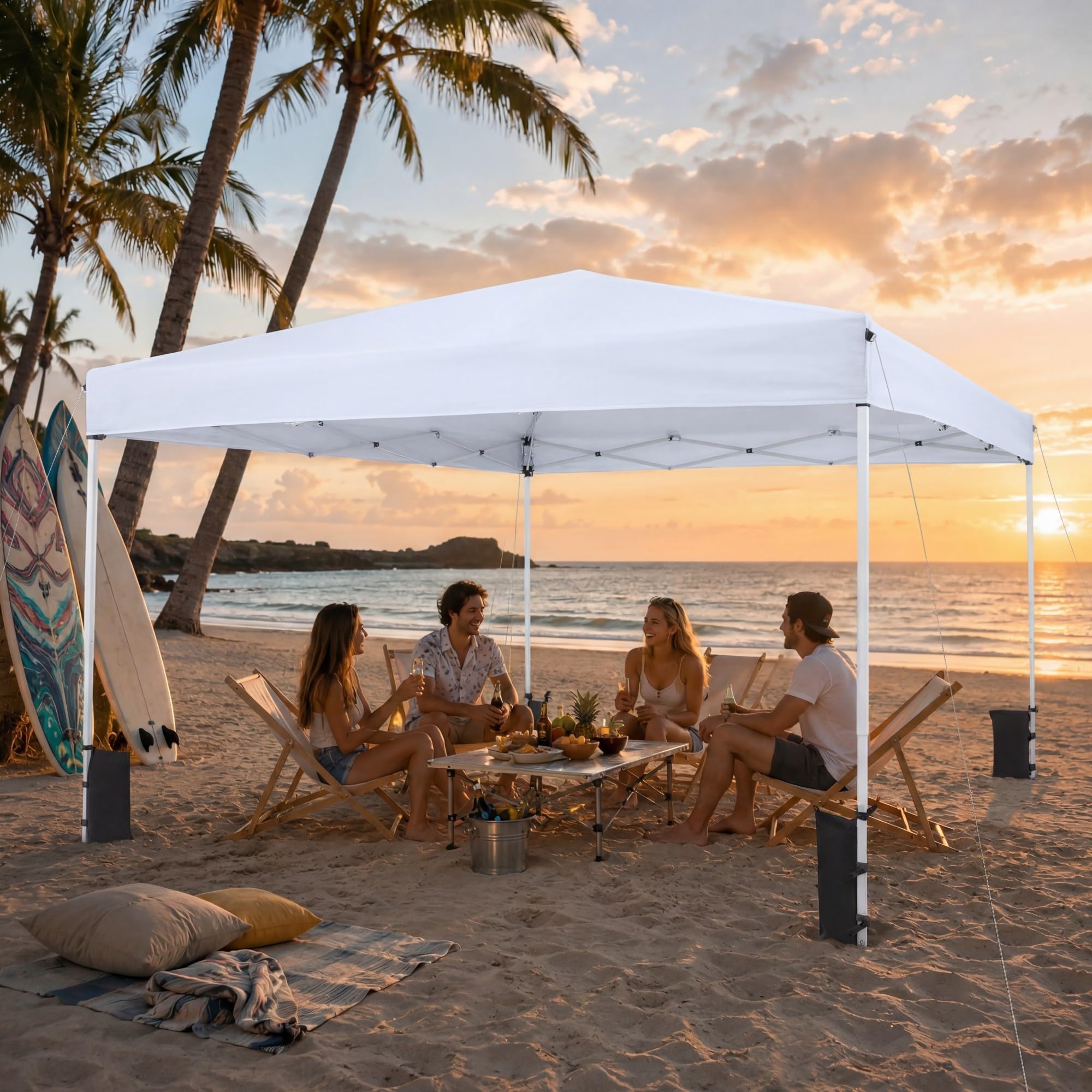 RELAX4LIFE Tonnelle Pliante 3x3 Imperméable, Barnum Pliant Facile à Monter, Protection Solaire UPF50+, Tissu Oxford Argenté, Cadre Métallque, Sac Inclus, Gazebo 3x3 pour Terrasse Marché Camping(Blanc)