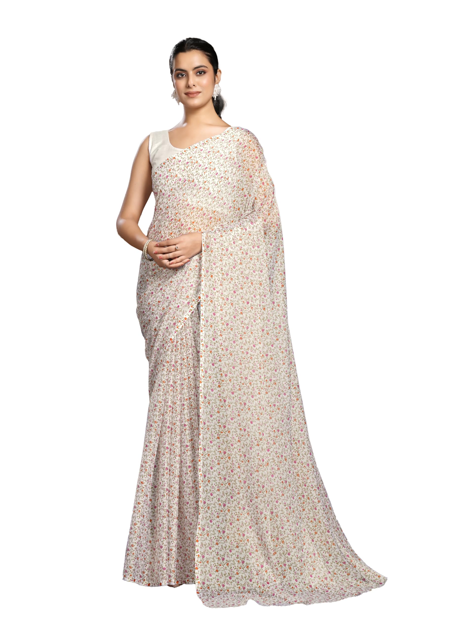 garden vareli Floral Print Nara Chiffon Saree-picture-42