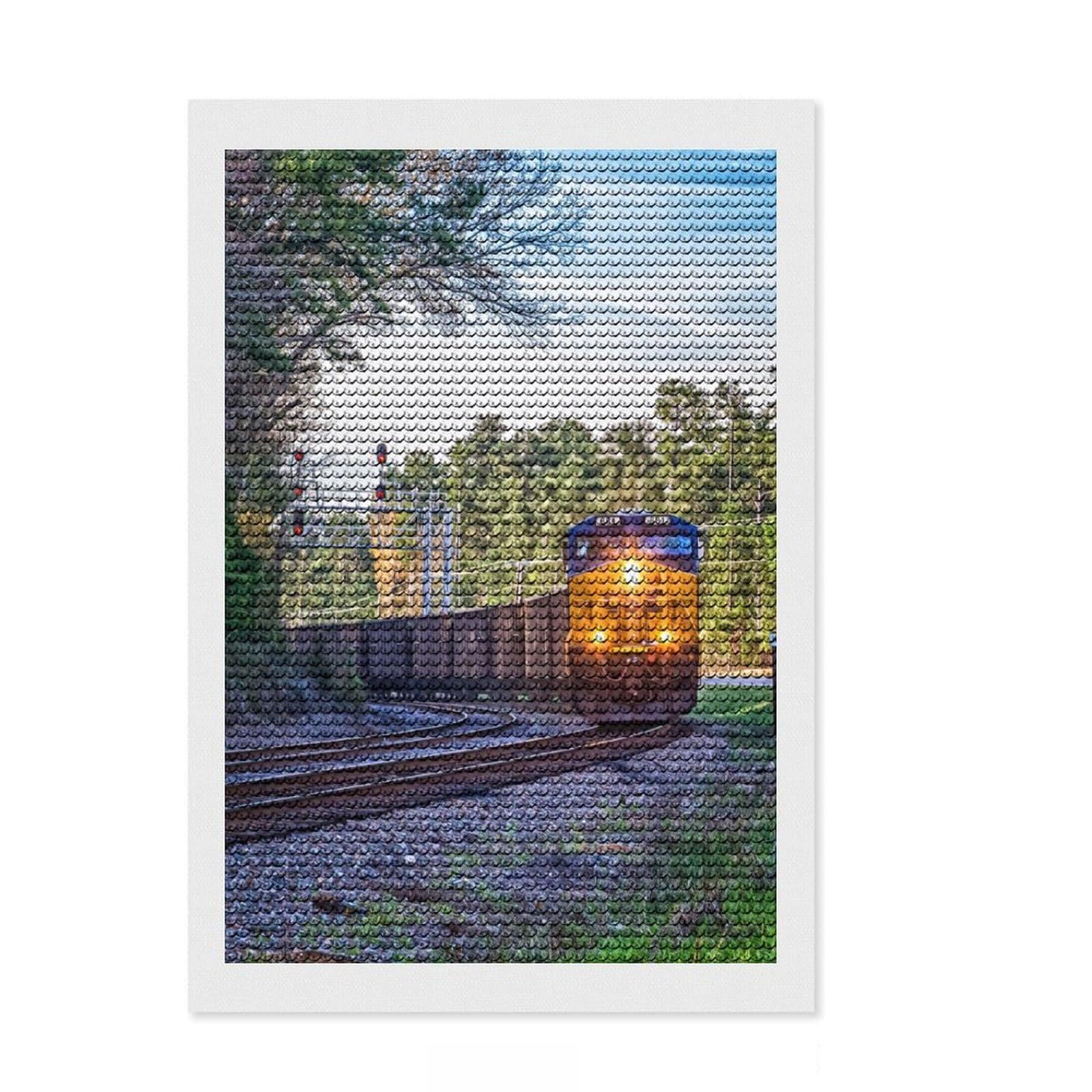 Junmoney CSX Train South Carolina Full Drill Diamond Painting Kit 8"x12", Enjoyable At-Home Hobby, Creative Leisure Activity, Cosy Home Accent