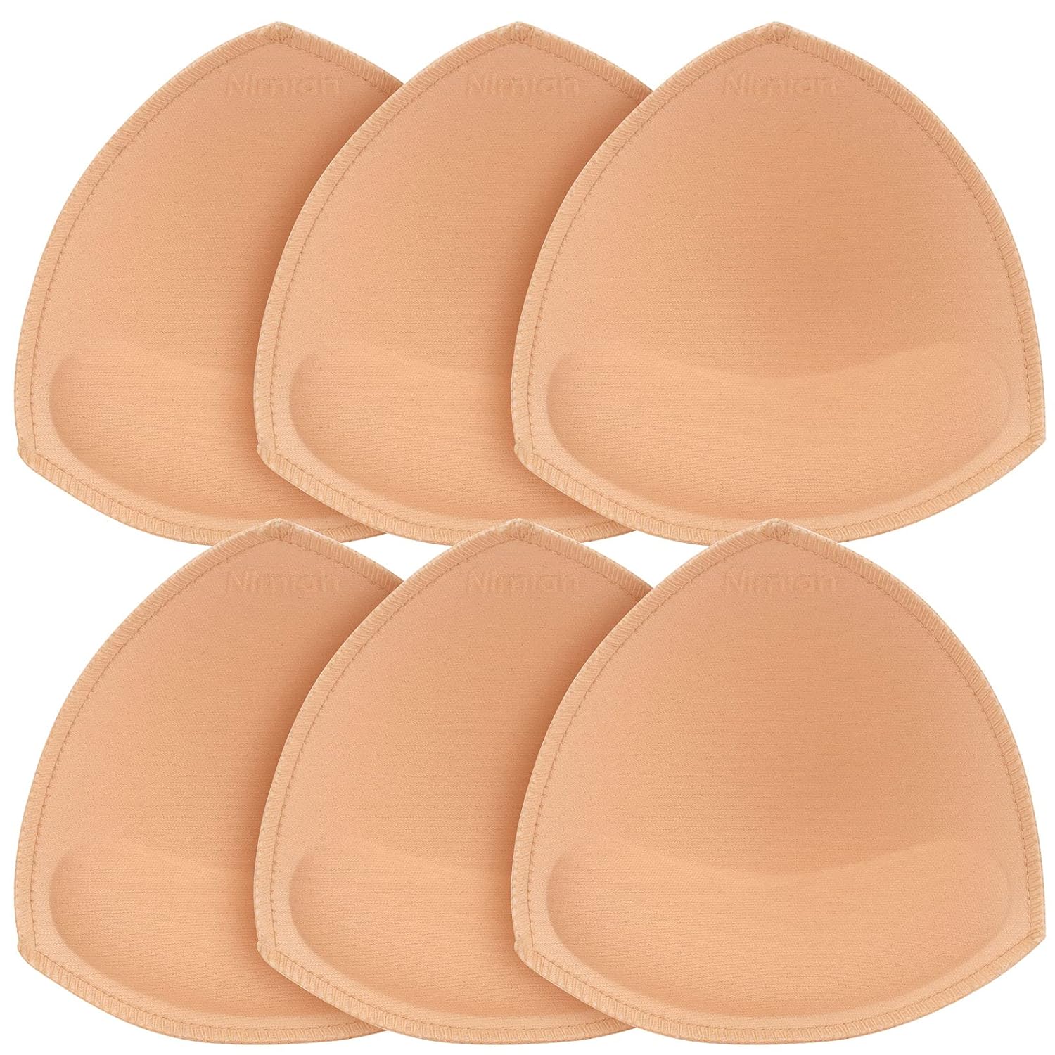 Bra Insert Pad Swimsuit Padding – Durable Bra Cup Inserts with Sewn Edges | Removable Bra Replacement Pads for Sport Bra Bikini Bathing Suit | 3 Pair Breast Enhancers for D/E Cup