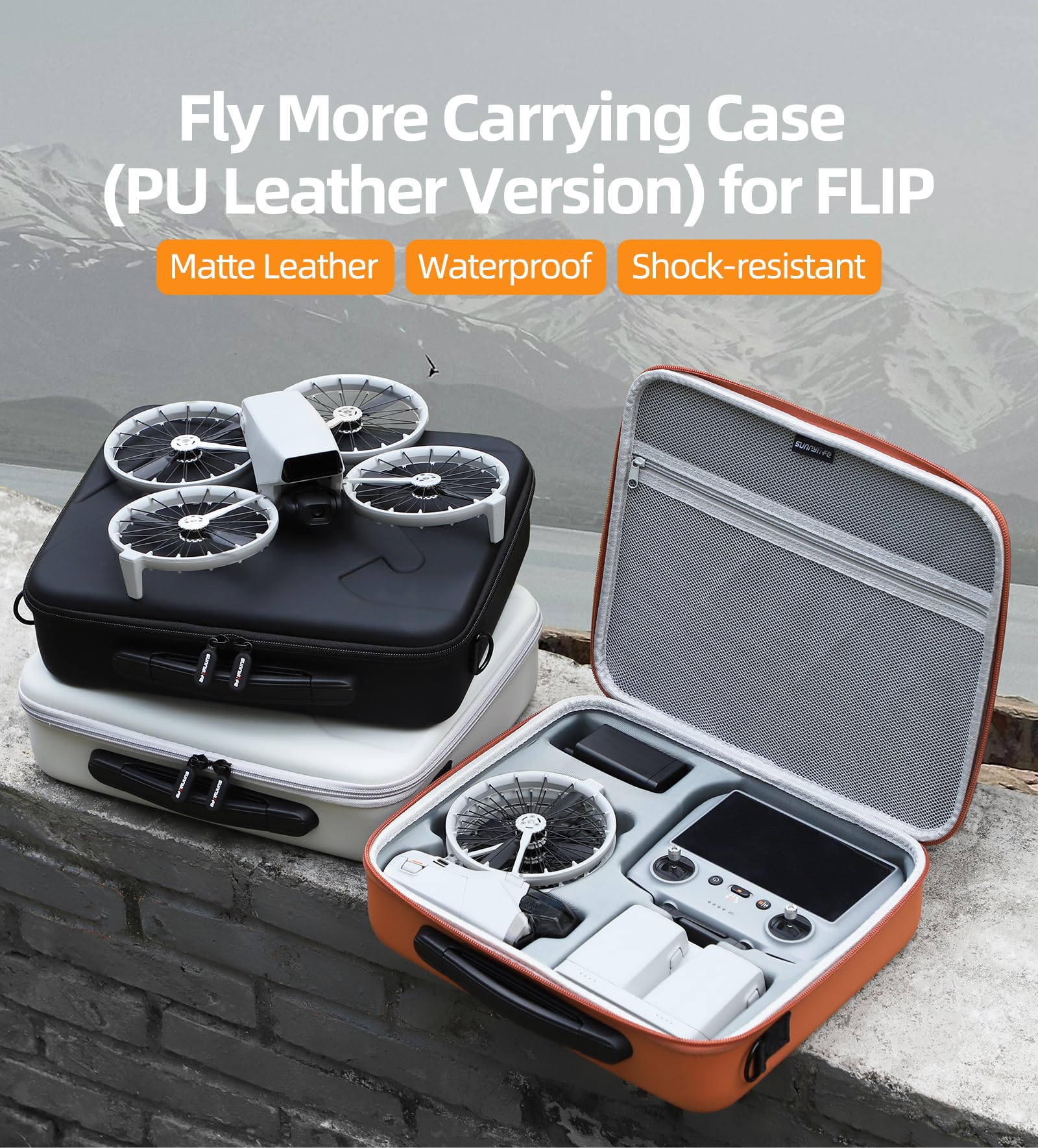Torba do przechowywania DJI Flip - przenośna torba podróżna do DJI Flip Fly More Combo Drone Akcesoria Wodoodporna powłoka PU Ochronna torba na ramię, pasuje do pilota RC 2/RC-N3, pomarańczowy,