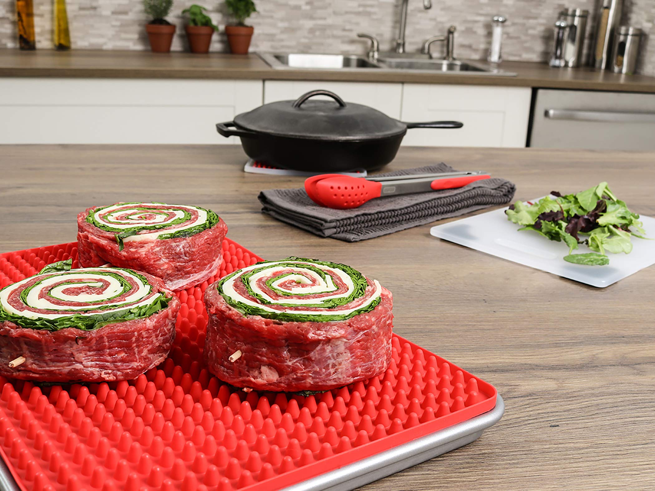 Dexas Erhöhte 4-in-1-Kochmatte aus Silikon für gesundes Antihaft-Backen und mehr, 41,3 x 29,2 cm