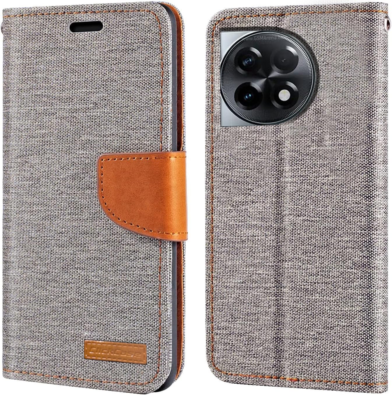 ClickCase Canvas Series for OnePlus 11R 5G Cloth & Pu Leather Wallet Flip Case Kick Stand Magnetic Closure Flip Cover for OnePlus 11R 5G (Grey) (B0BXXNTKKM) Amazon Price History, Amazon Price Tracker