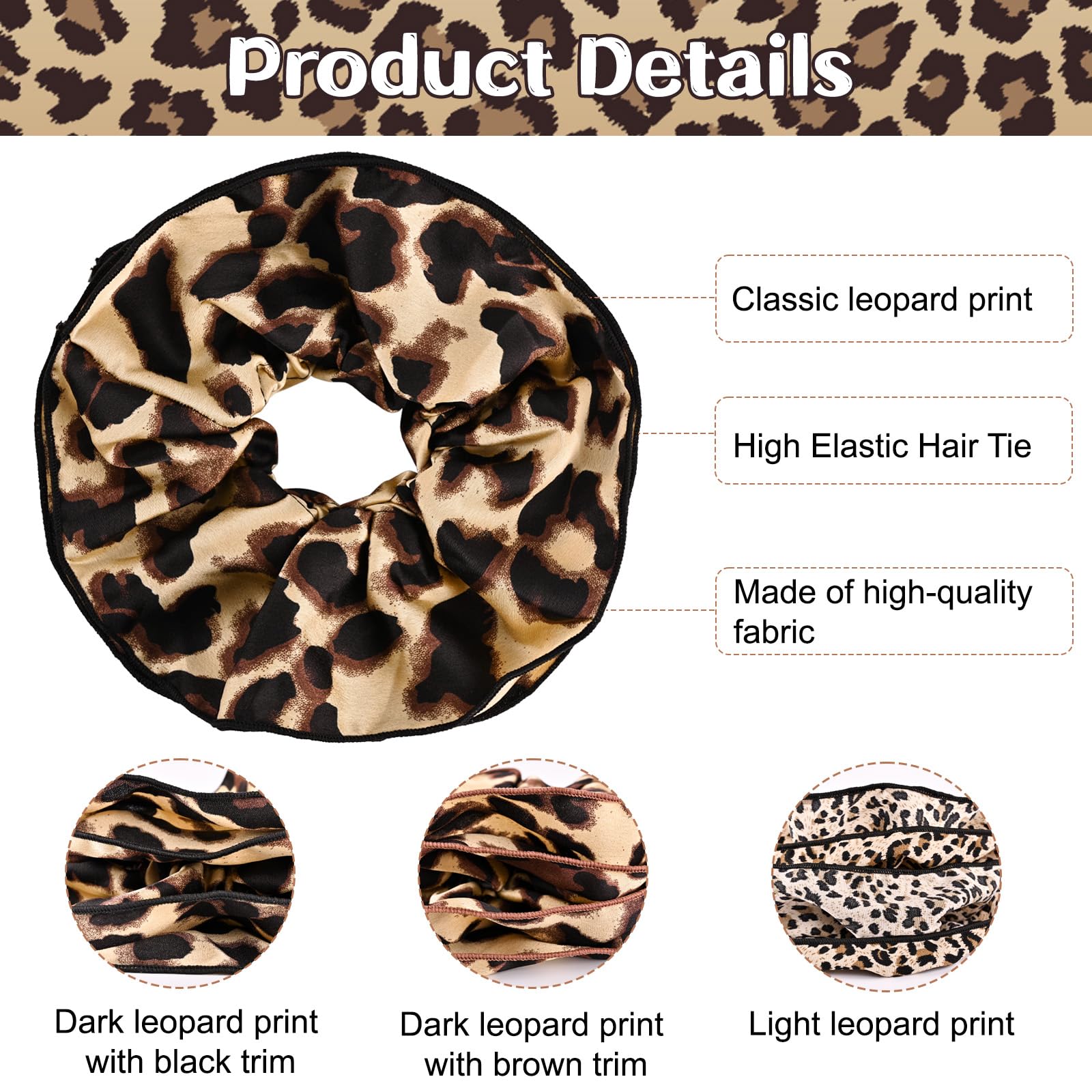 Mtuihfo 3 PCS Leopard Print Scrunchie - Image 3