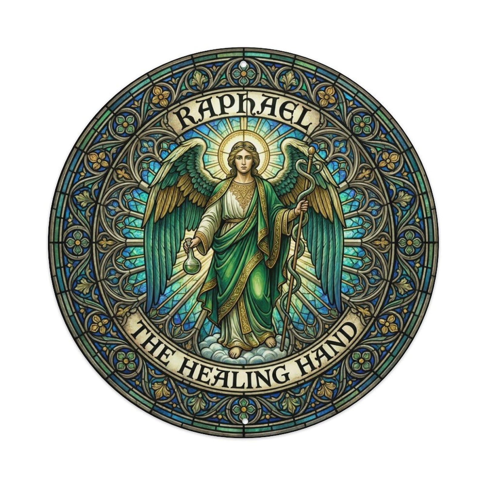 Archangel Raphael Divine Healing The Healing Hand Metal Tin Sign