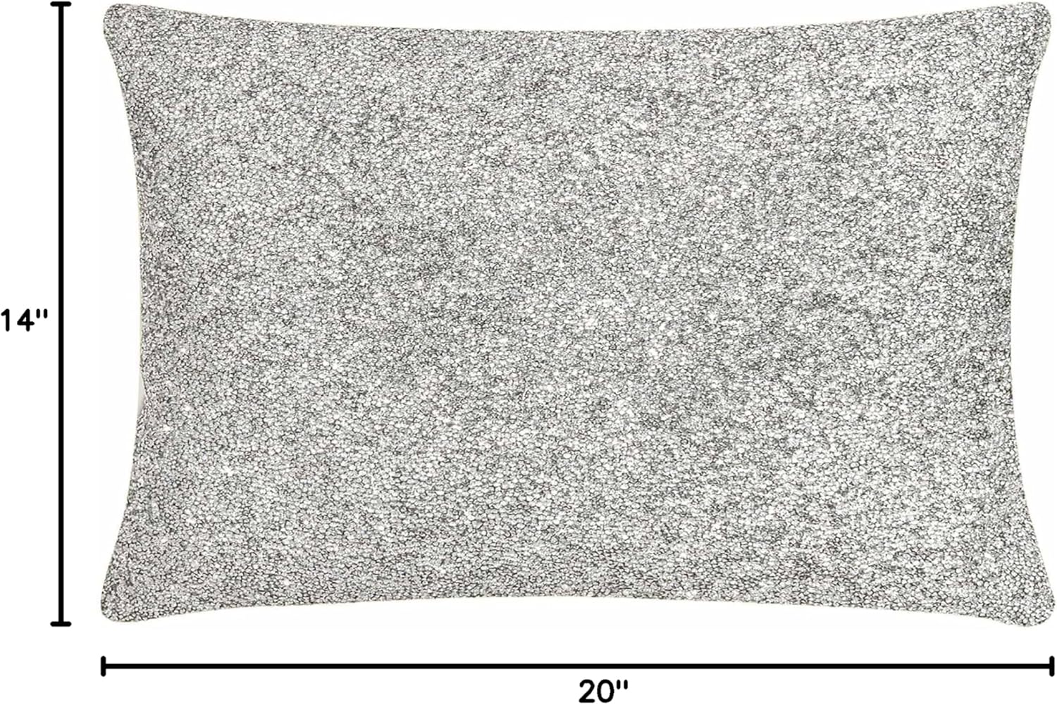 Luminous Allover Pillow, Shimmering Rhinestones, Soft Velvet, Hypoallergenic Fiber Insert, Washable Cover, Statement Home Decor Accent, Silver, 14x20, Sold Individually