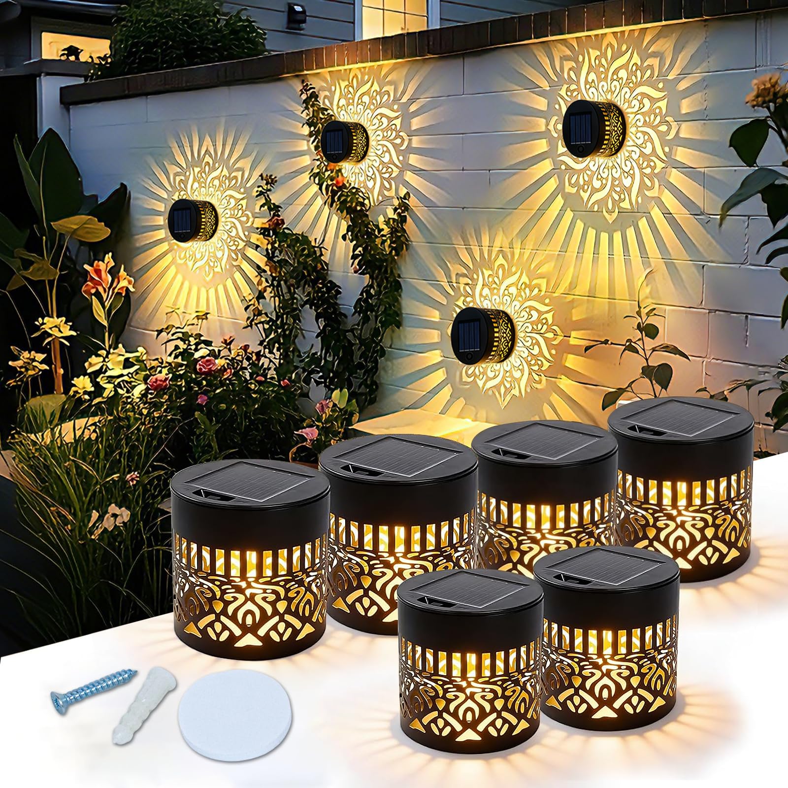 Photo 1 of PDOSOCK 6 Pack Solar Mandala Deck Lights